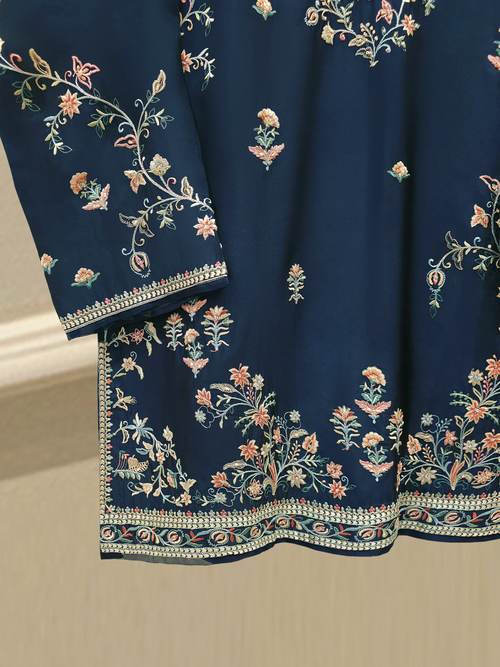2 Piece- Pure Sheesha Silk Embroidered Suit S113569 - Image 3
