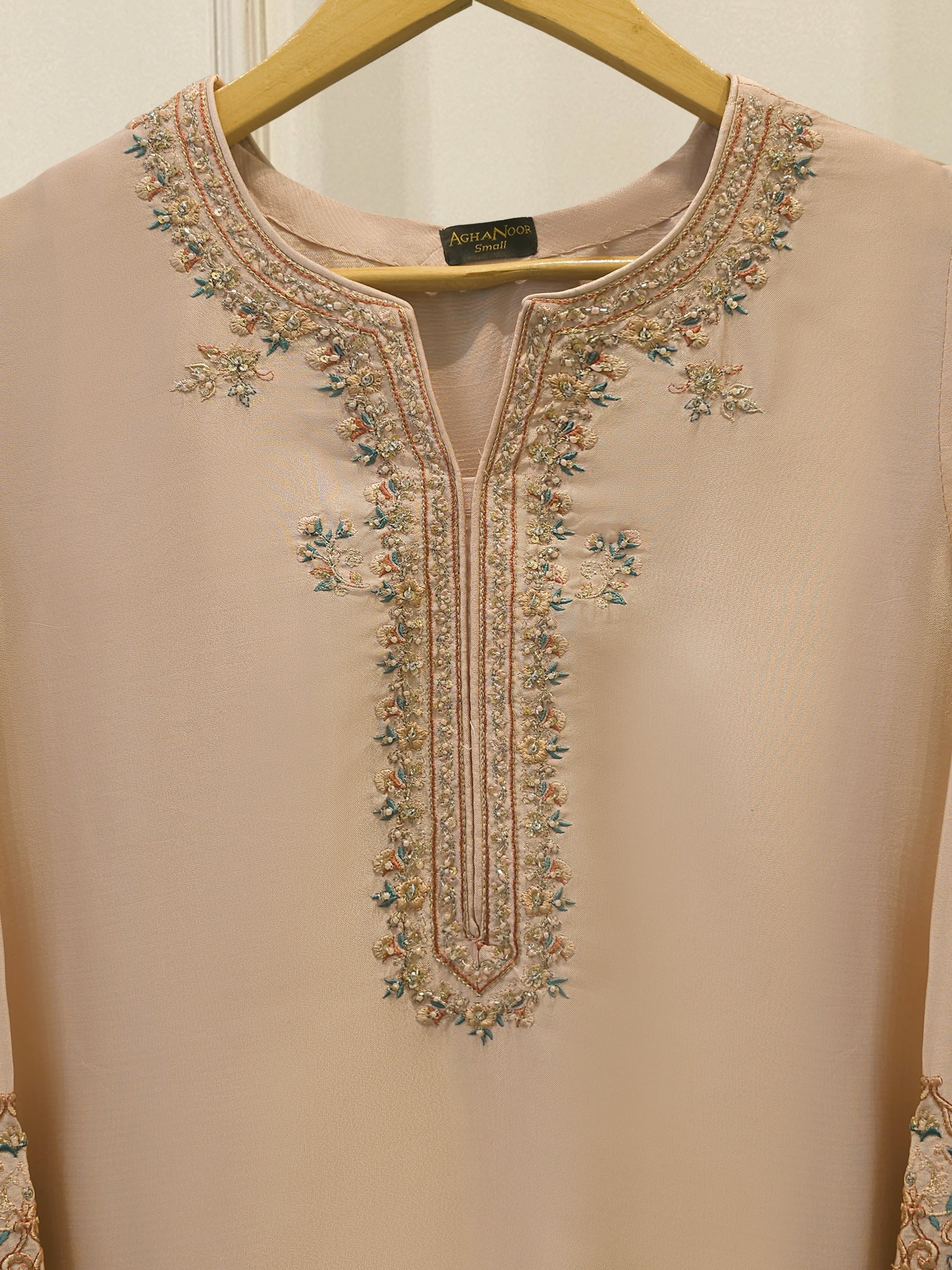 2 Piece- Pure Sheesha Silk Embroidered Suit S113620 - Image 2