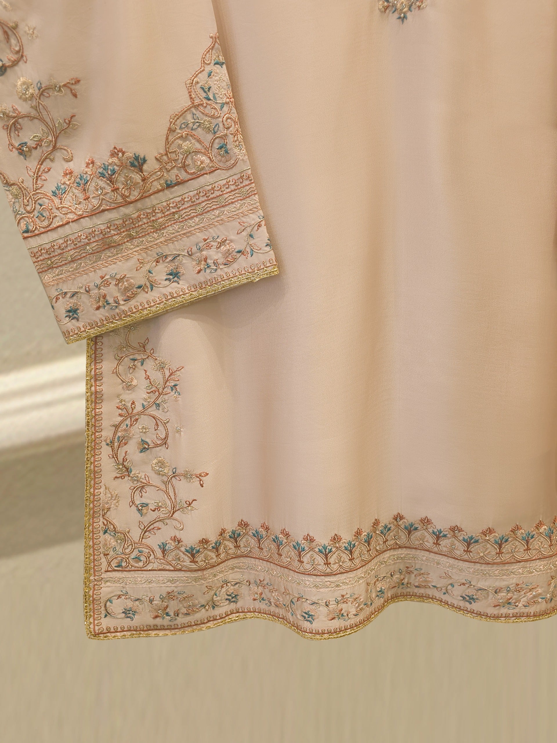 2 Piece- Pure Sheesha Silk Embroidered Suit S113620 - Image 3