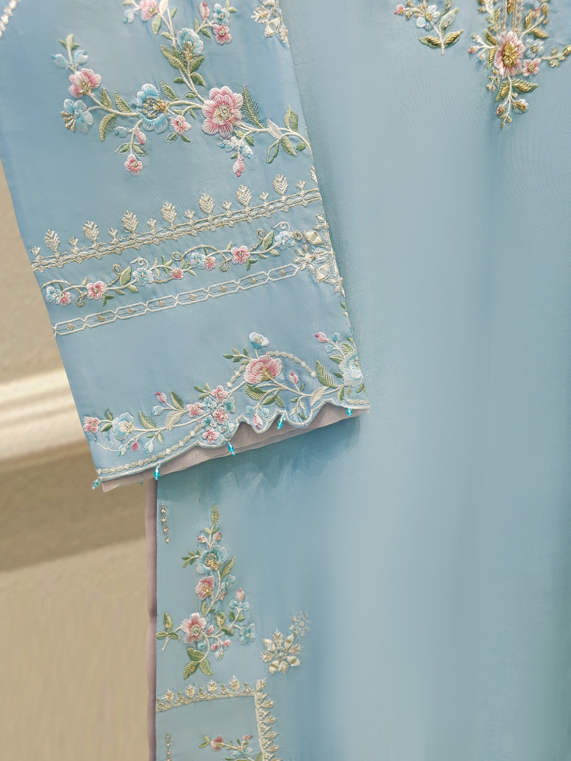 2 Piece- Pure Sheesha Silk Embroidered Suit S114237 - Image 3