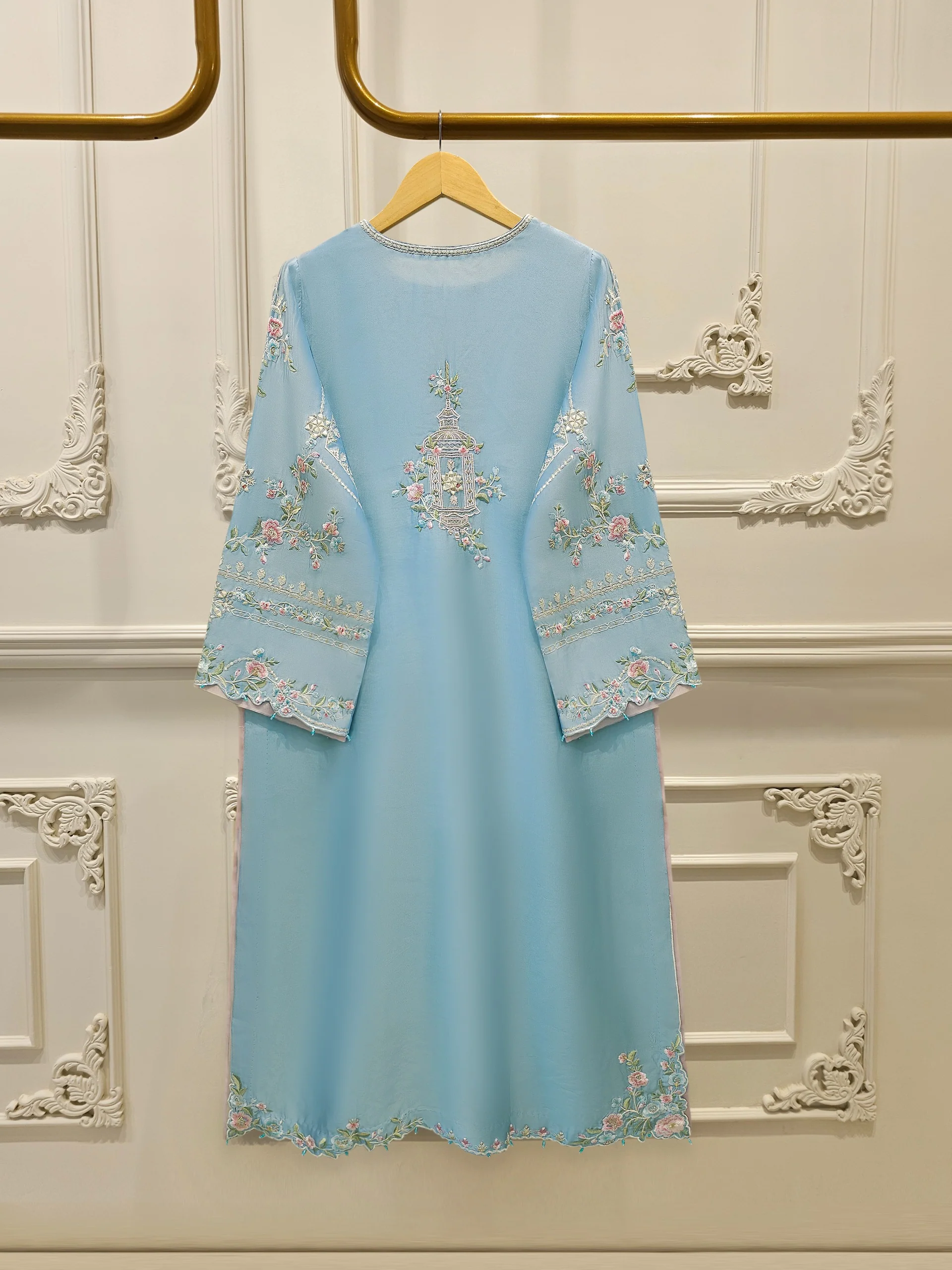 2 Piece- Pure Sheesha Silk Embroidered Suit S114237 - Image 5