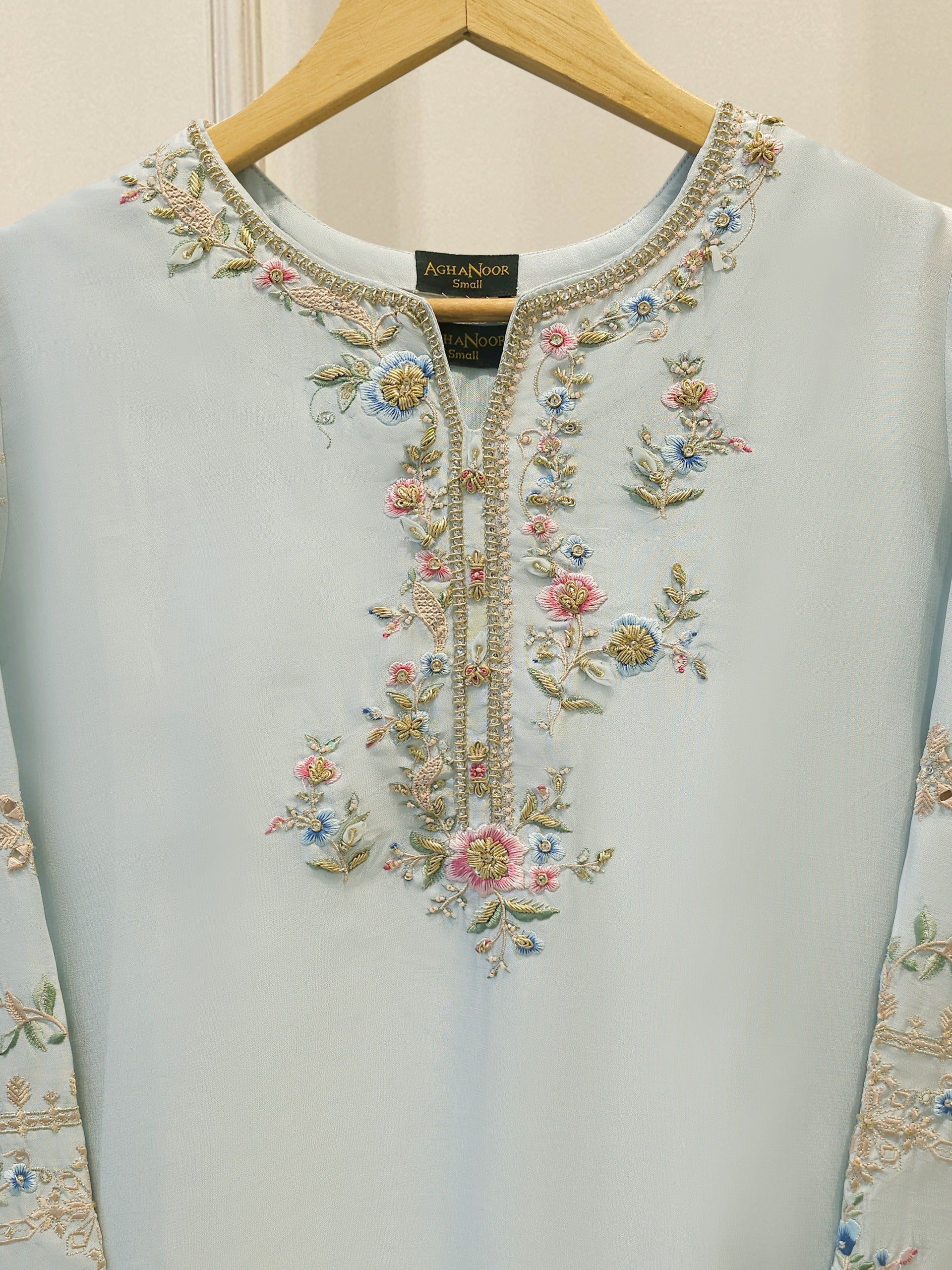2 Piece- Pure Sheesha Silk Embroidered Suit S114238 - Image 2