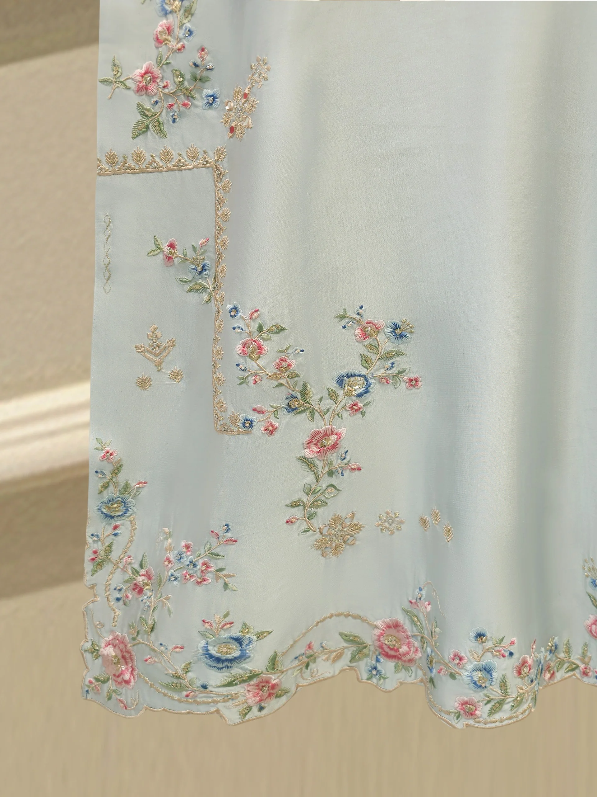2 Piece- Pure Sheesha Silk Embroidered Suit S114238 - Image 4