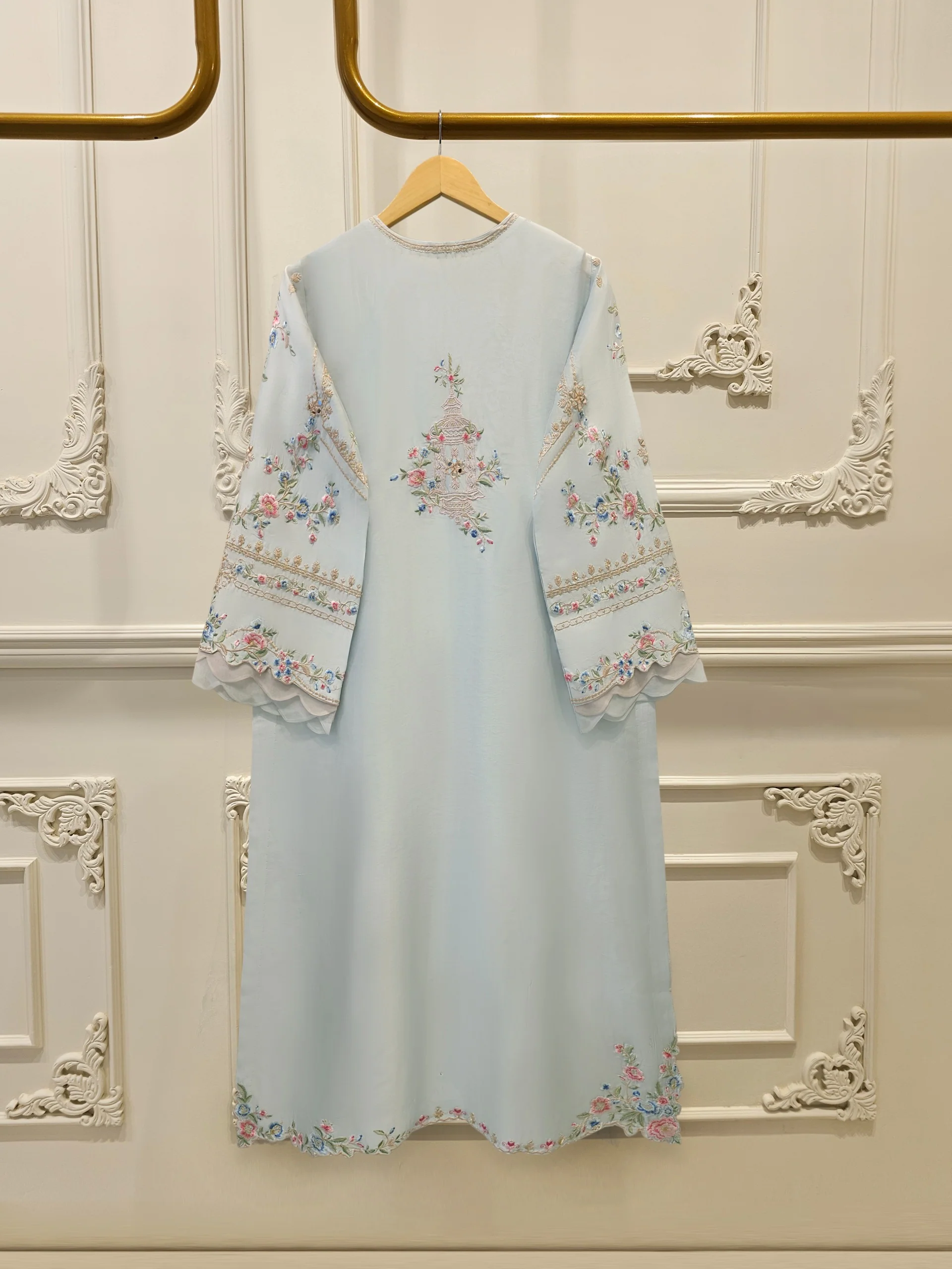 2 Piece- Pure Sheesha Silk Embroidered Suit S114238 - Image 5
