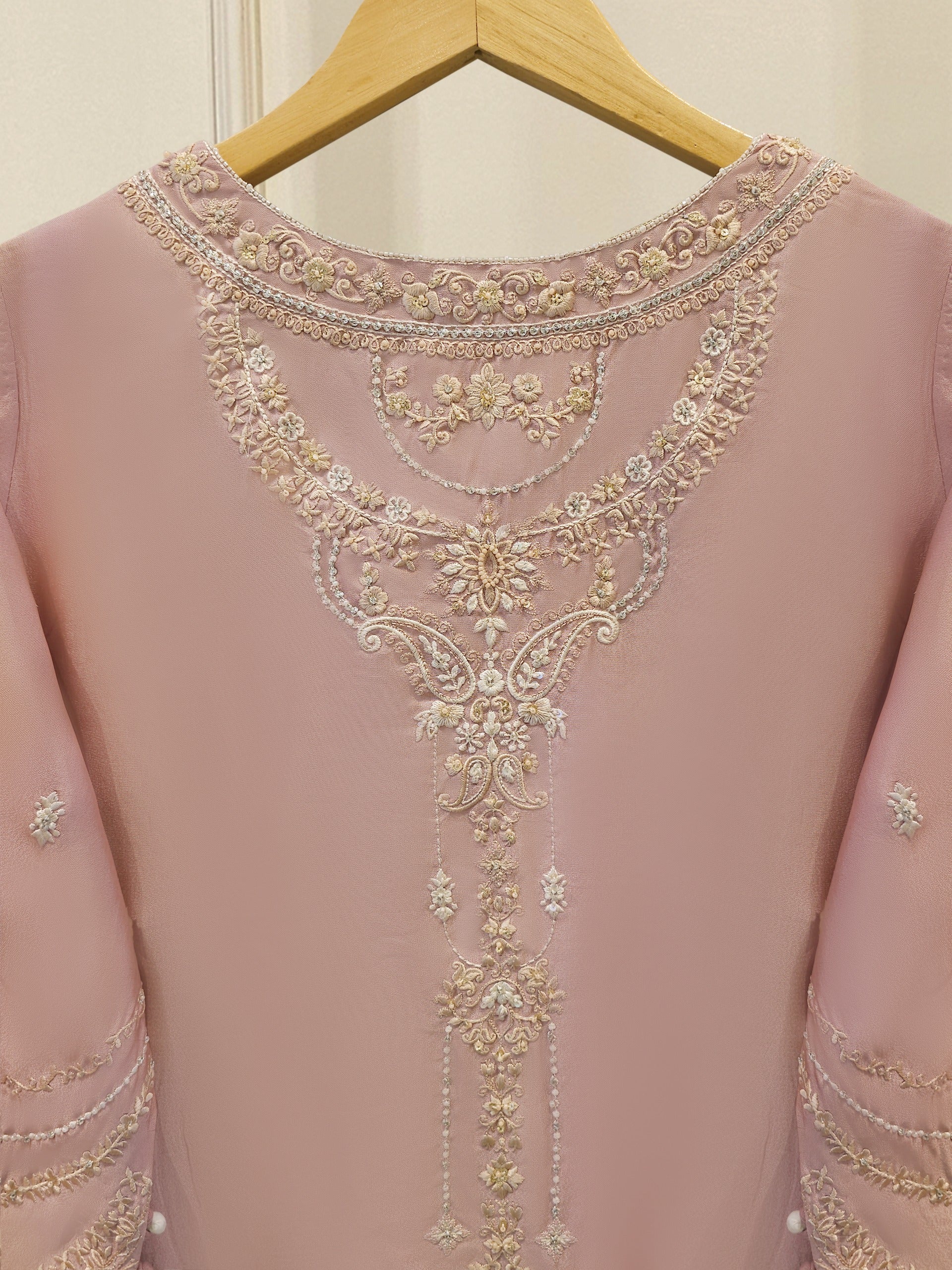 2 Piece- Pure Sheesha Silk Embroidered Suit S114249 - Image 3