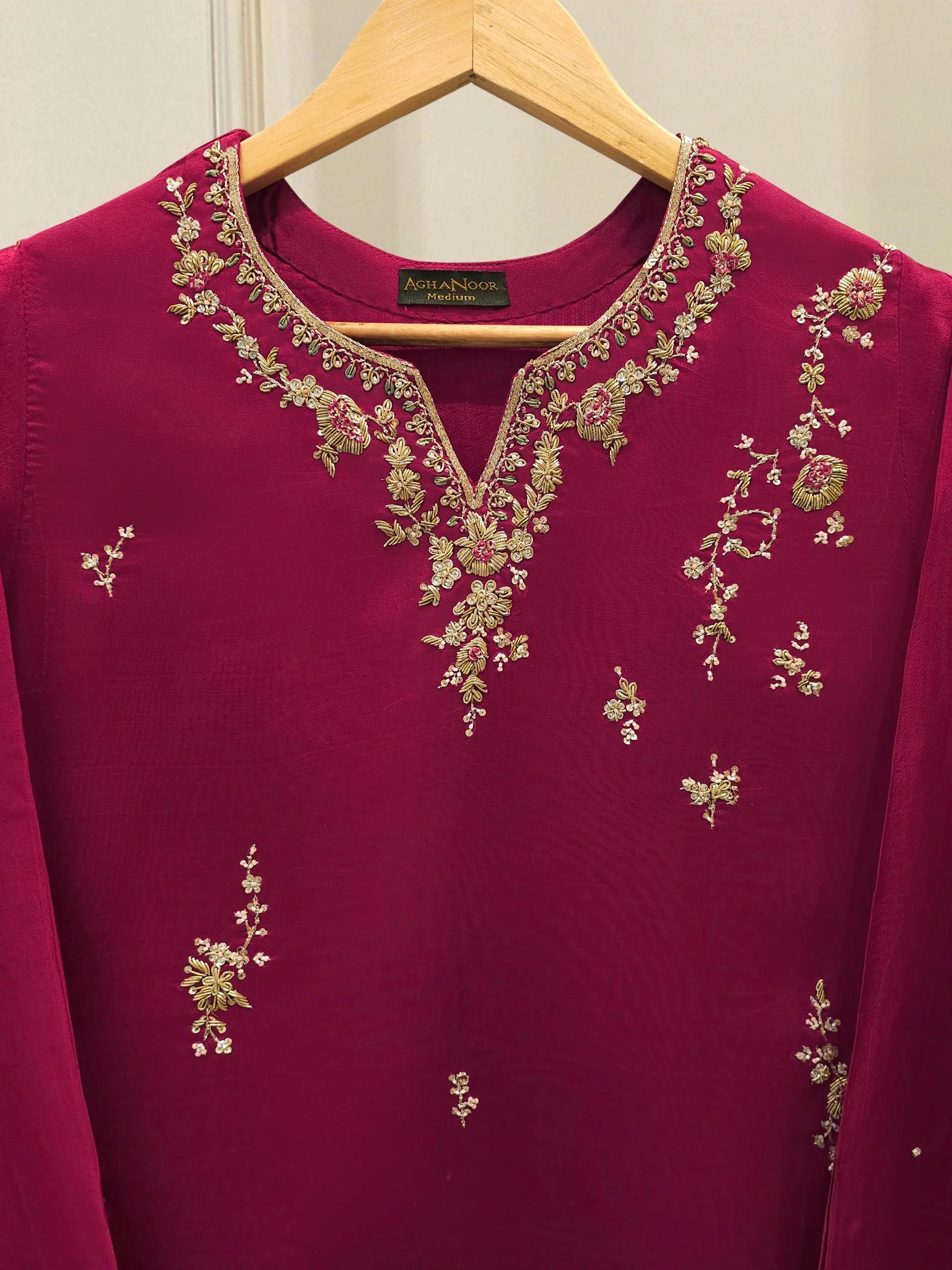 2 Piece- Pure Sheesha Silk Embroidered Suit S114337 - Image 2