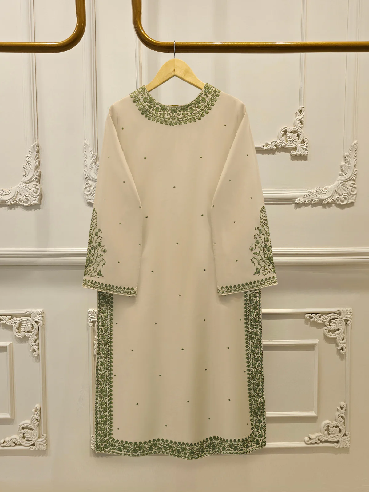 3 Piece - Embroidered  Cambric Suit S113392 - Image 4