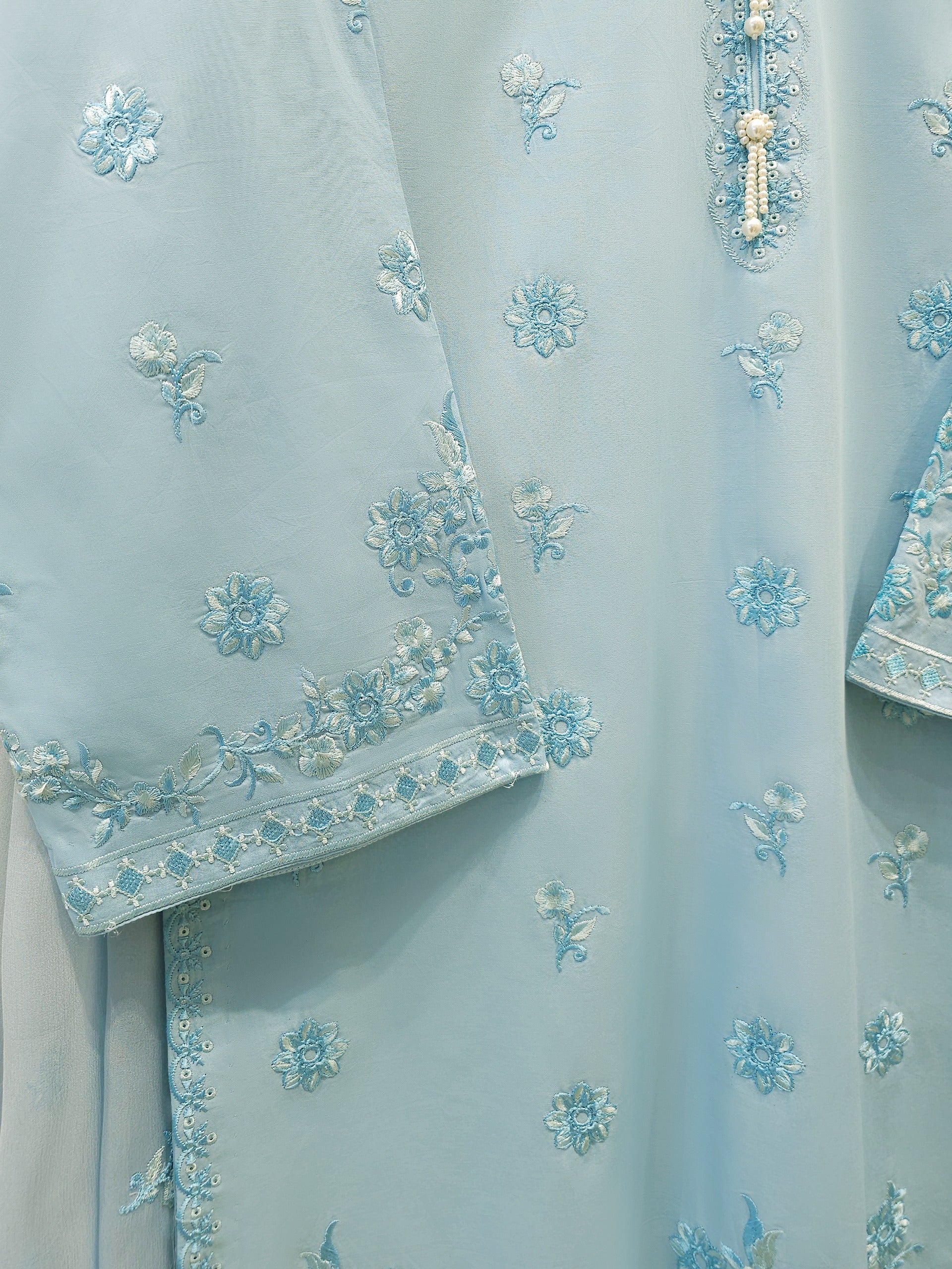 3 Piece - Embroidered Cambric Suit S112684 - Image 3