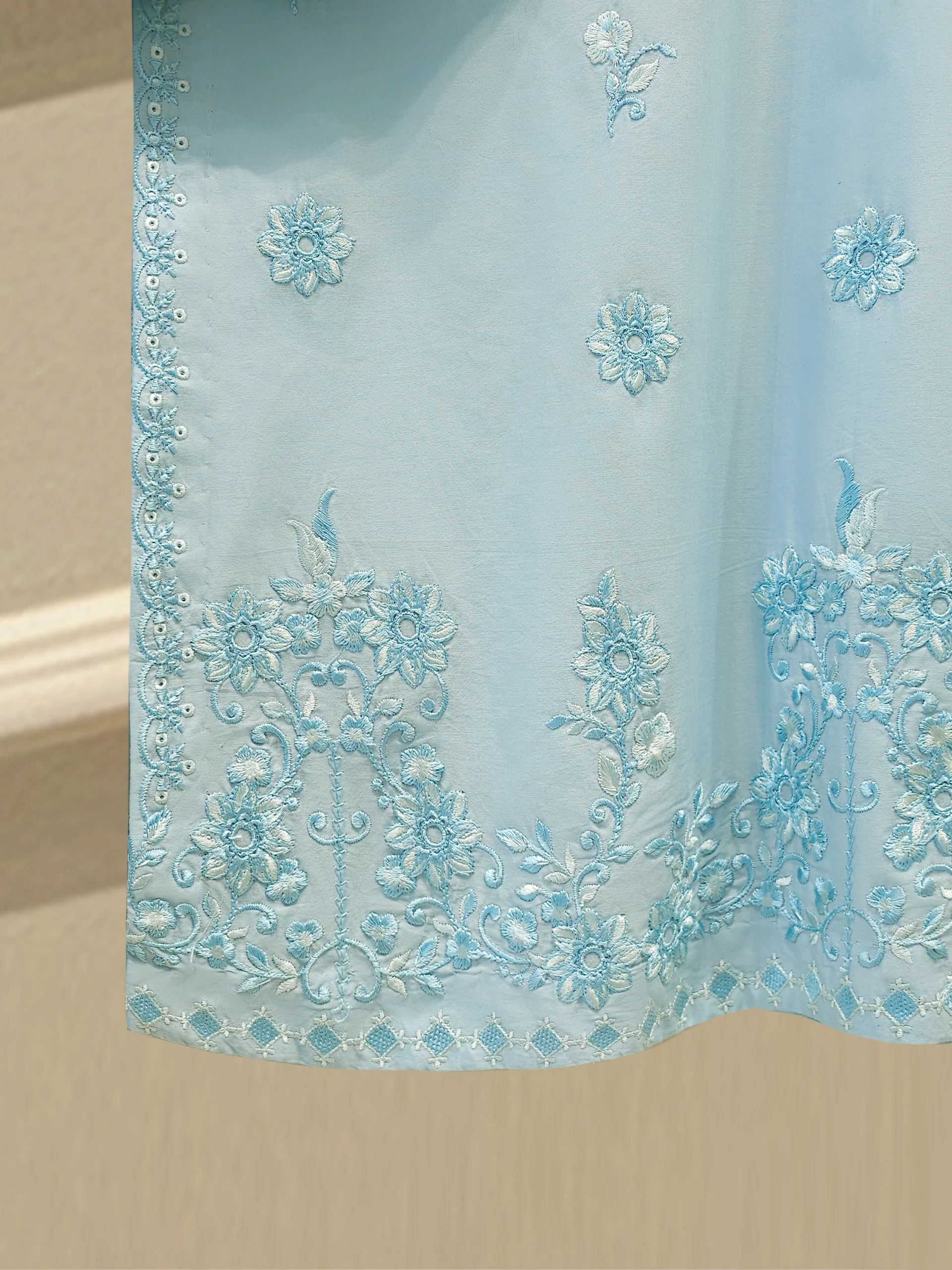 3 Piece - Embroidered Cambric Suit S112684 - Image 5