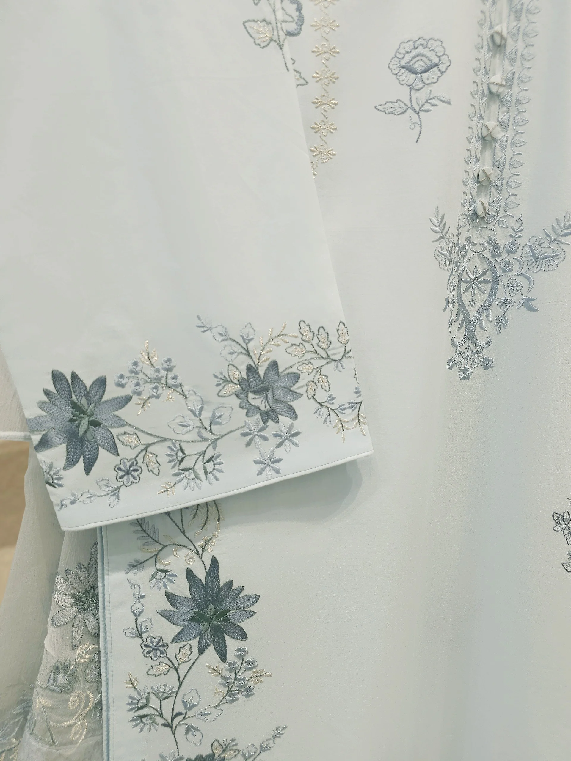 3 Piece - Embroidered Cambric Suit S112757 - Image 3