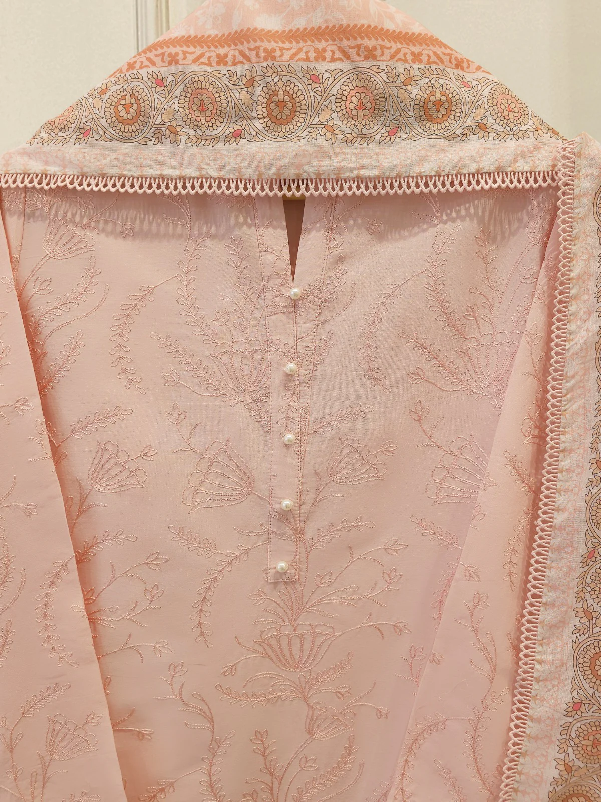 3 Piece - Embroidered Cambric Suit S113494 - Image 3