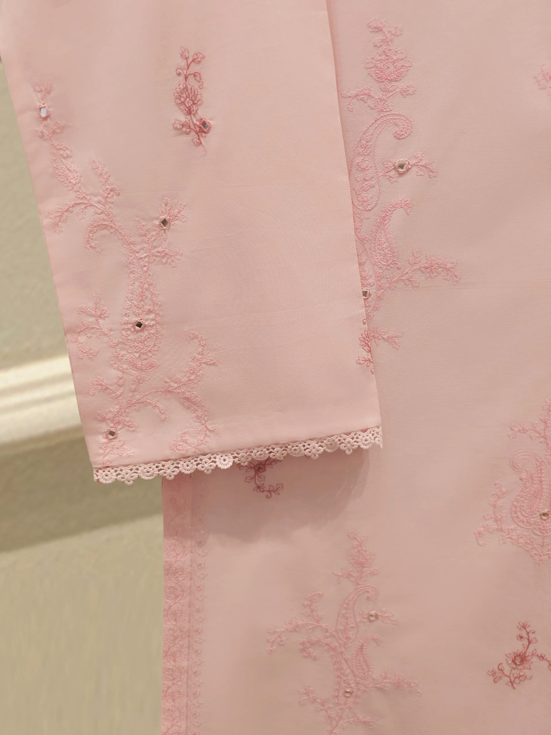 2 Piece - Embroidered Cambric Suit S113519 - Image 3