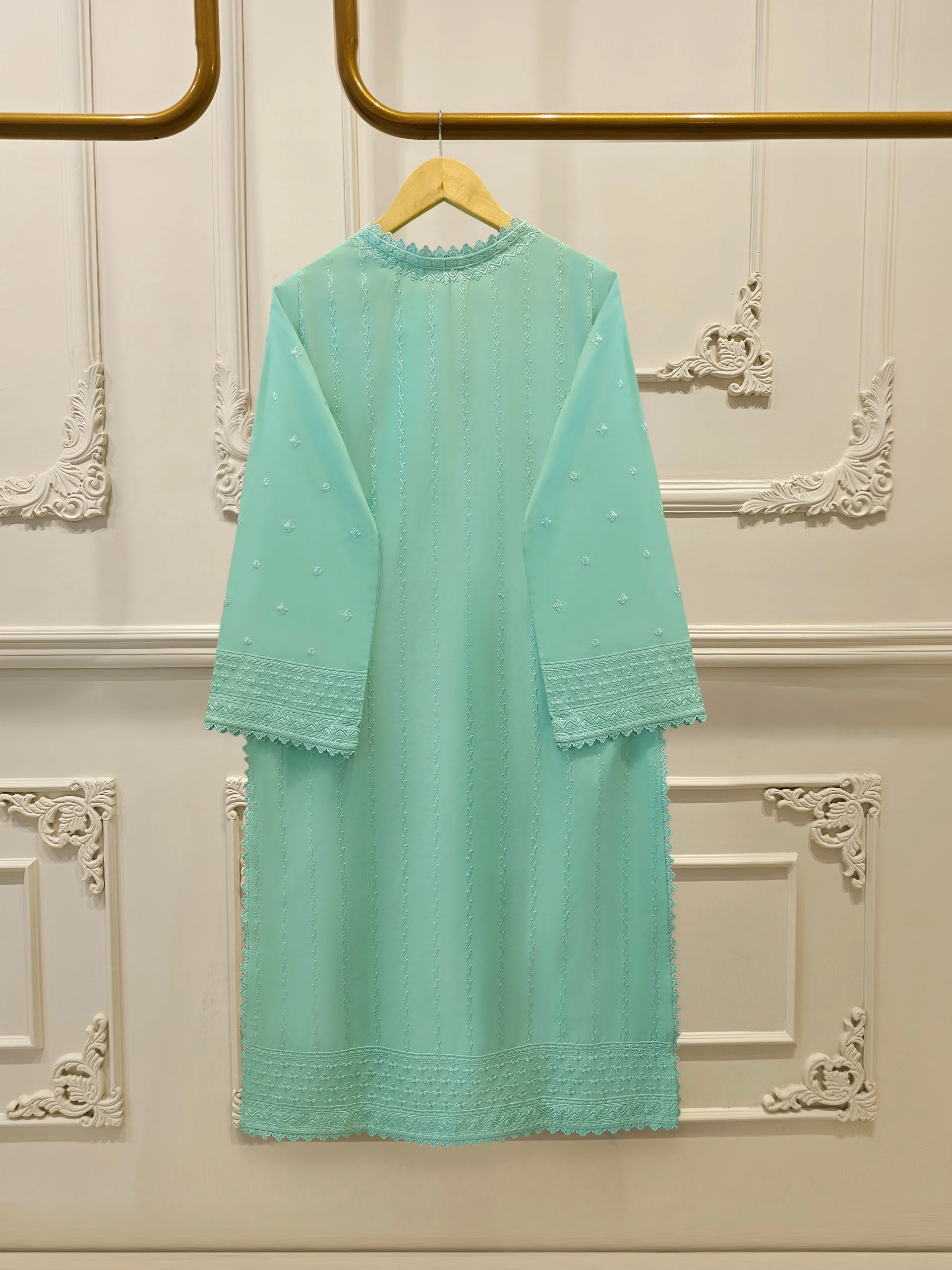 3 Piece - Embroidered Cambric Suit S113594 - Image 4
