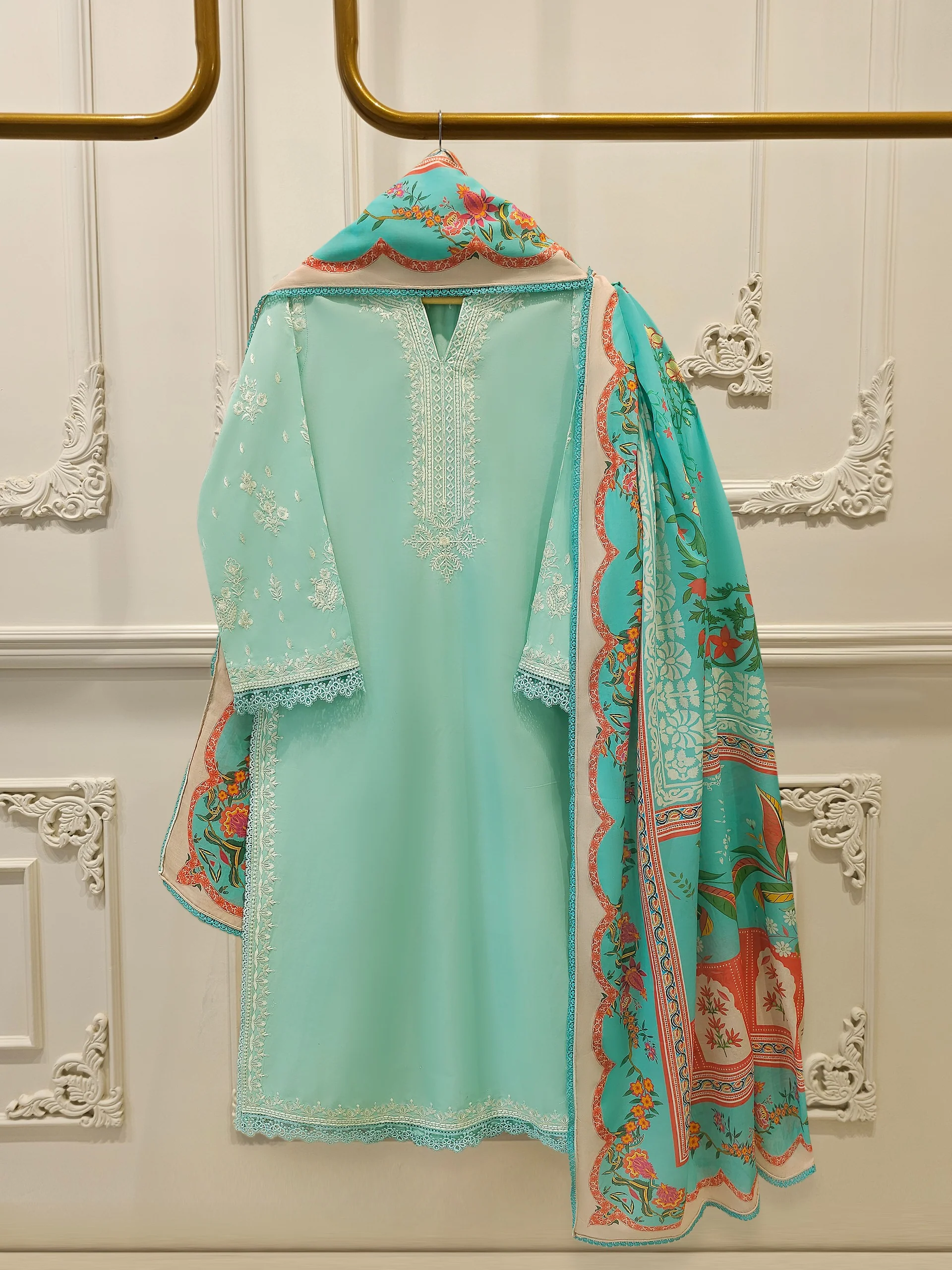 3 Piece - Embroidered Cambric Suit S113601