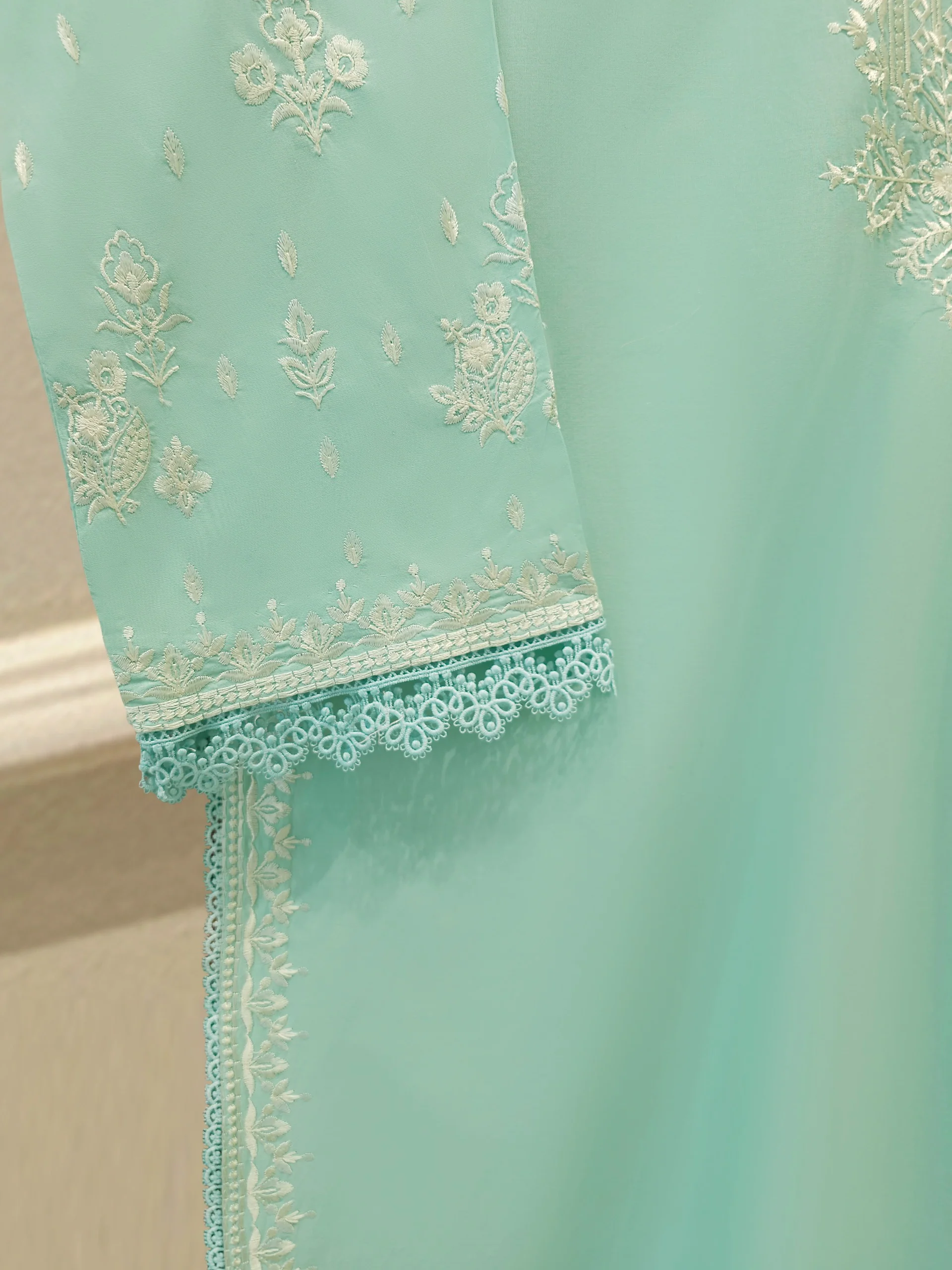 3 Piece - Embroidered Cambric Suit S113601 - Image 3