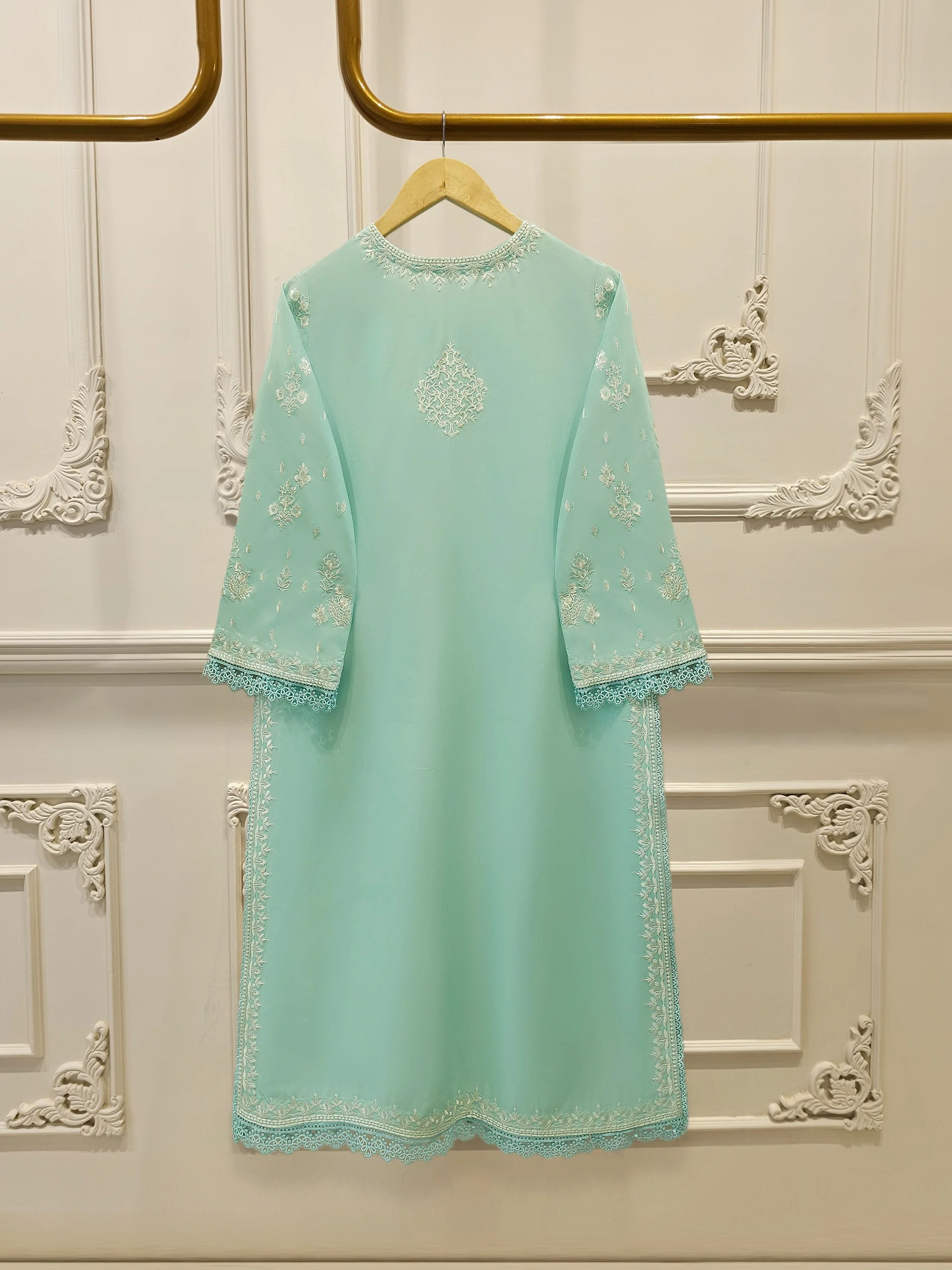 3 Piece - Embroidered Cambric Suit S113601 - Image 5