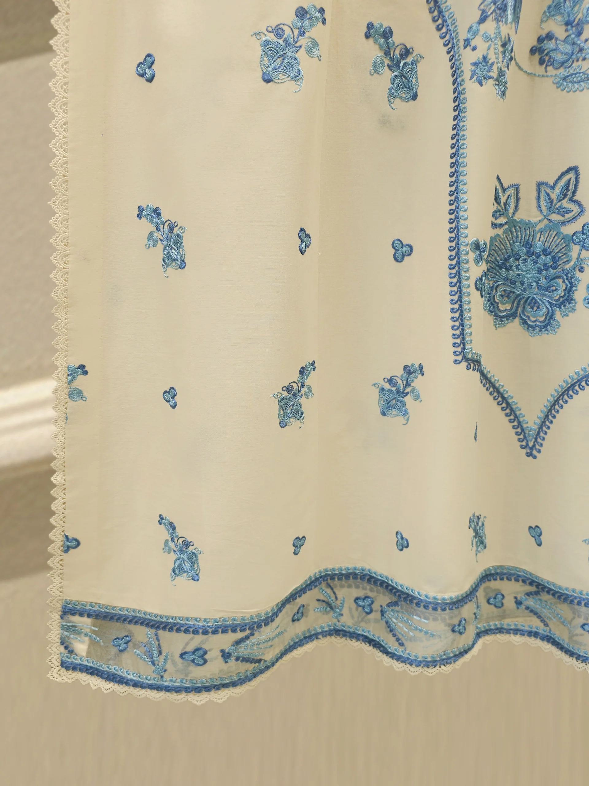 3 Piece - Embroidered Cambric Suit S114281 - Image 3