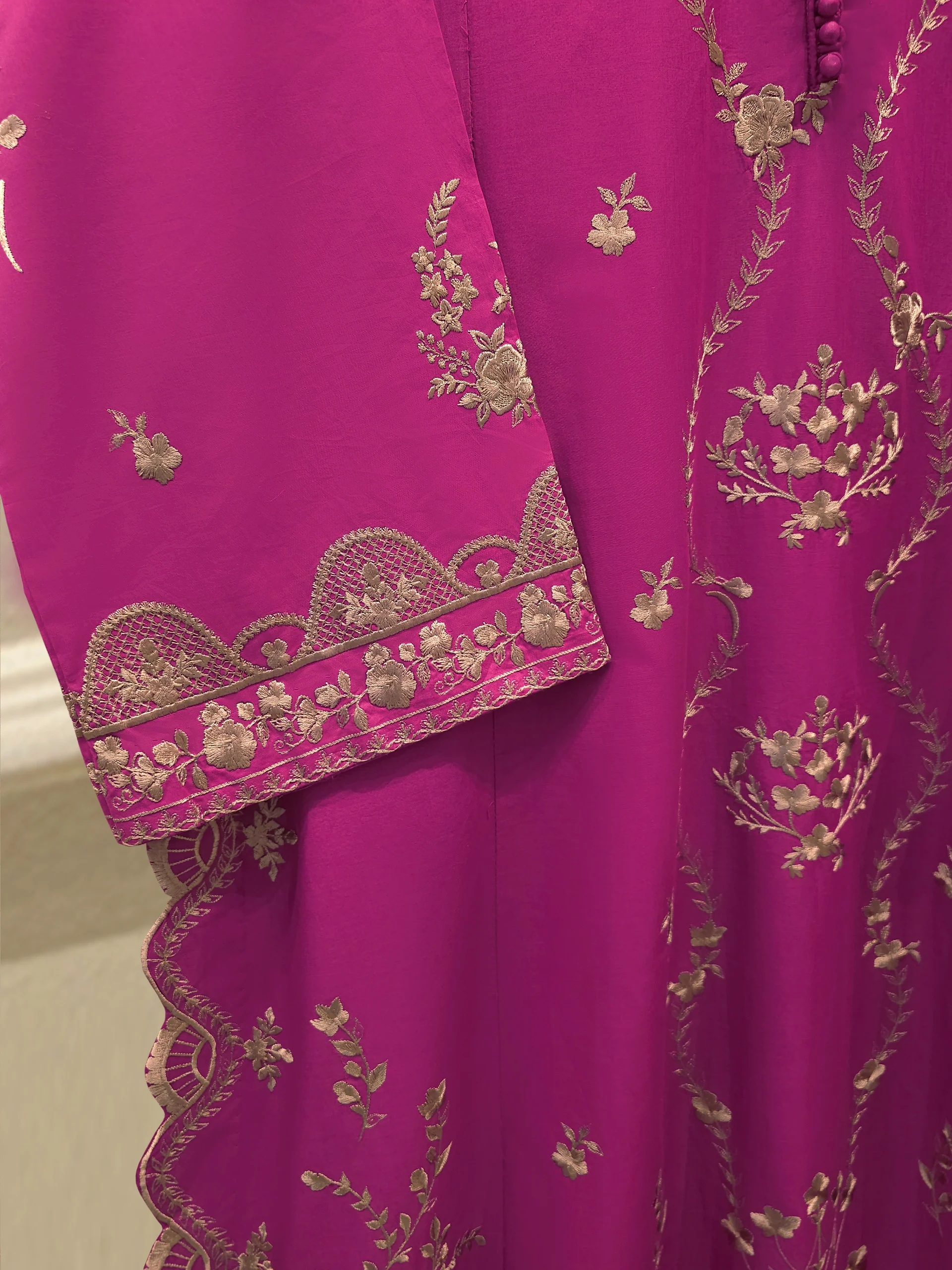 3 Piece - Embroidered Cambric Suit S114362 - Image 3