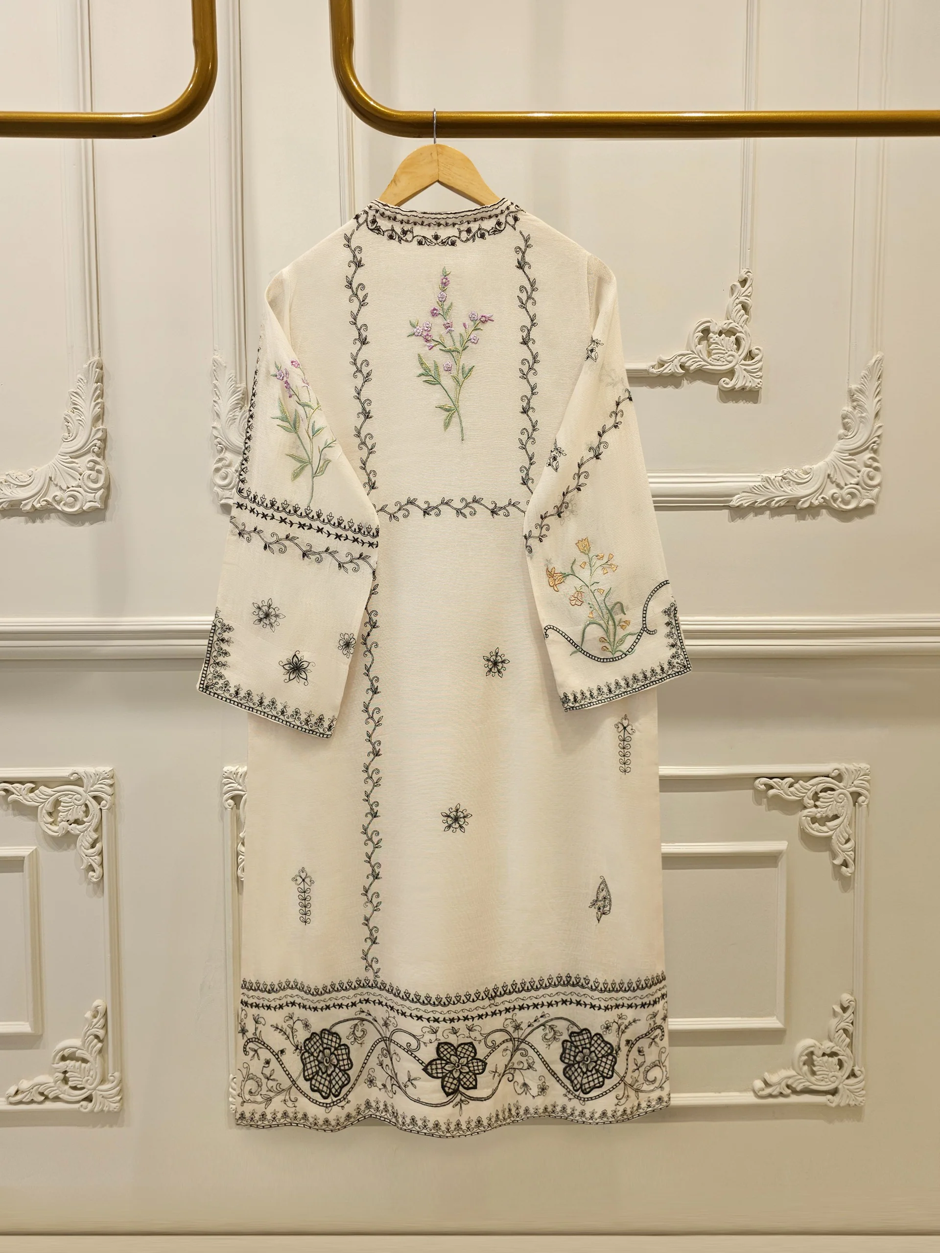 3 Piece - Embroidered Cotton Net Suit WS00304 - Image 5