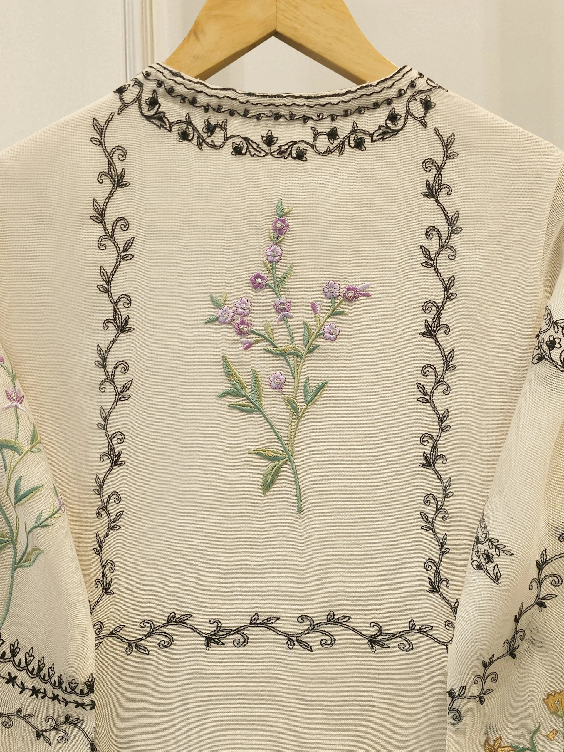 3 Piece - Embroidered Cotton Net Suit WS00304 - Image 6