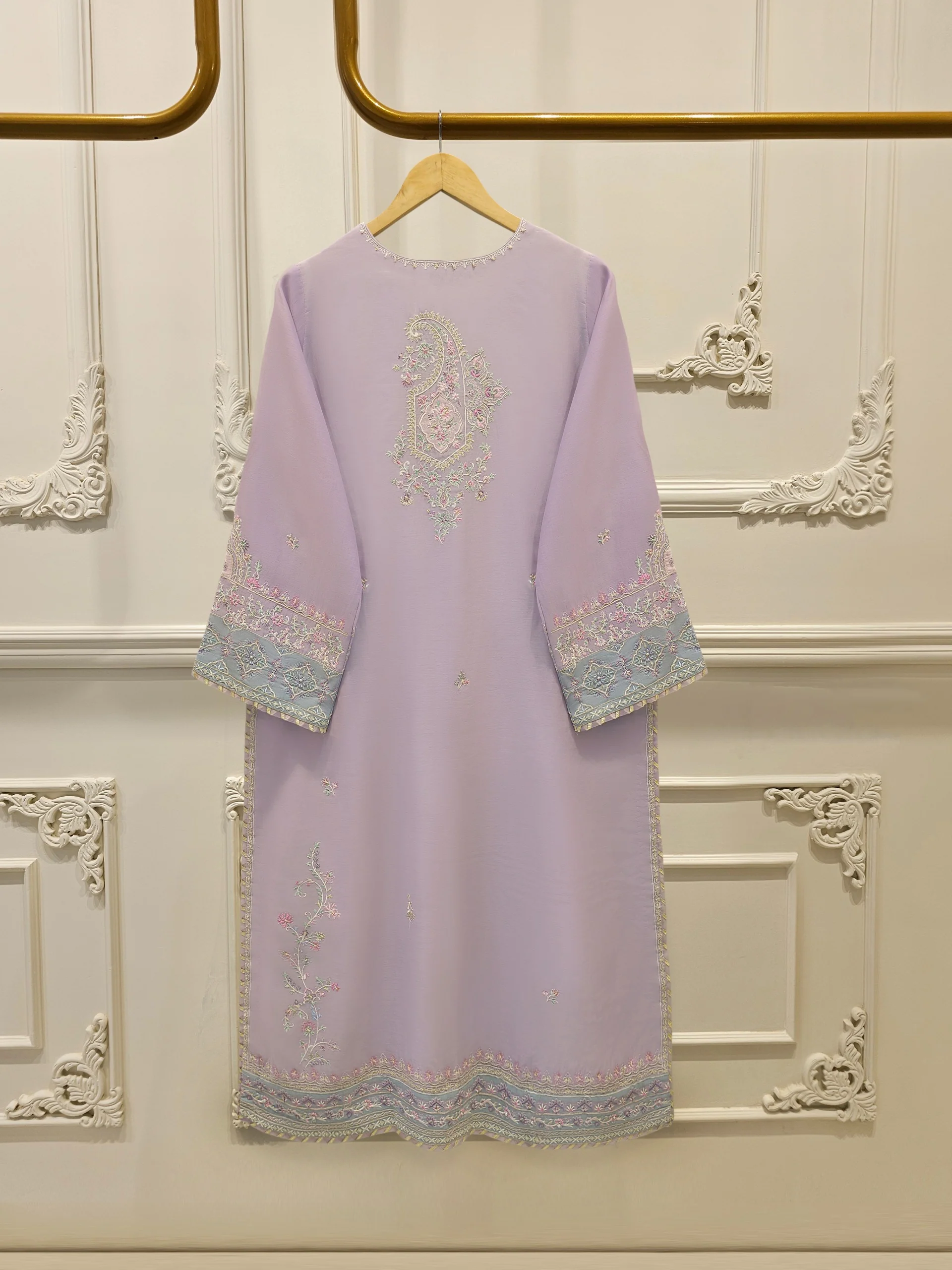 3 Piece - Embroidered Kora  Cotton Suit WS00305 - Image 4