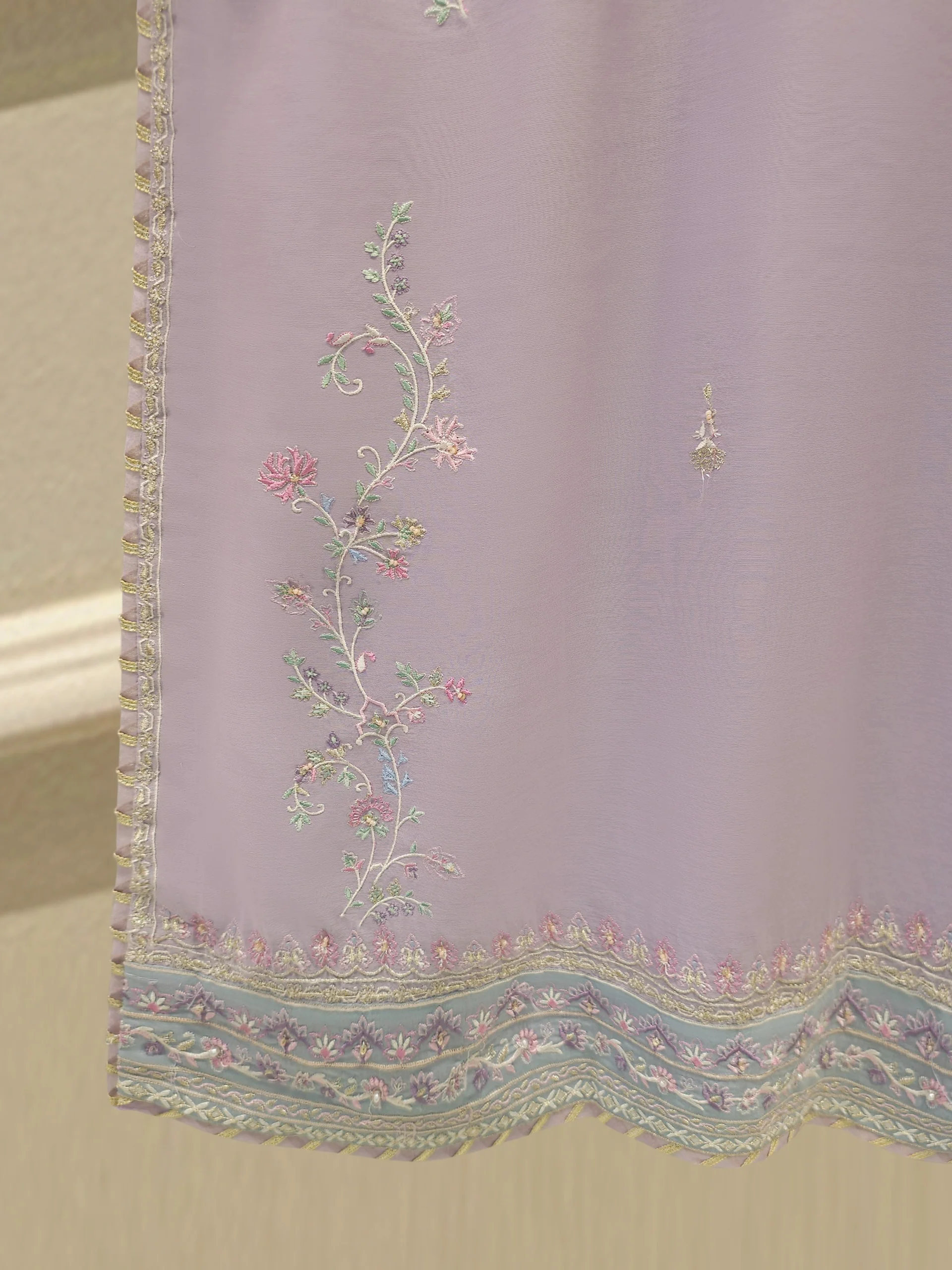 3 Piece - Embroidered Kora  Cotton Suit WS00305 - Image 5