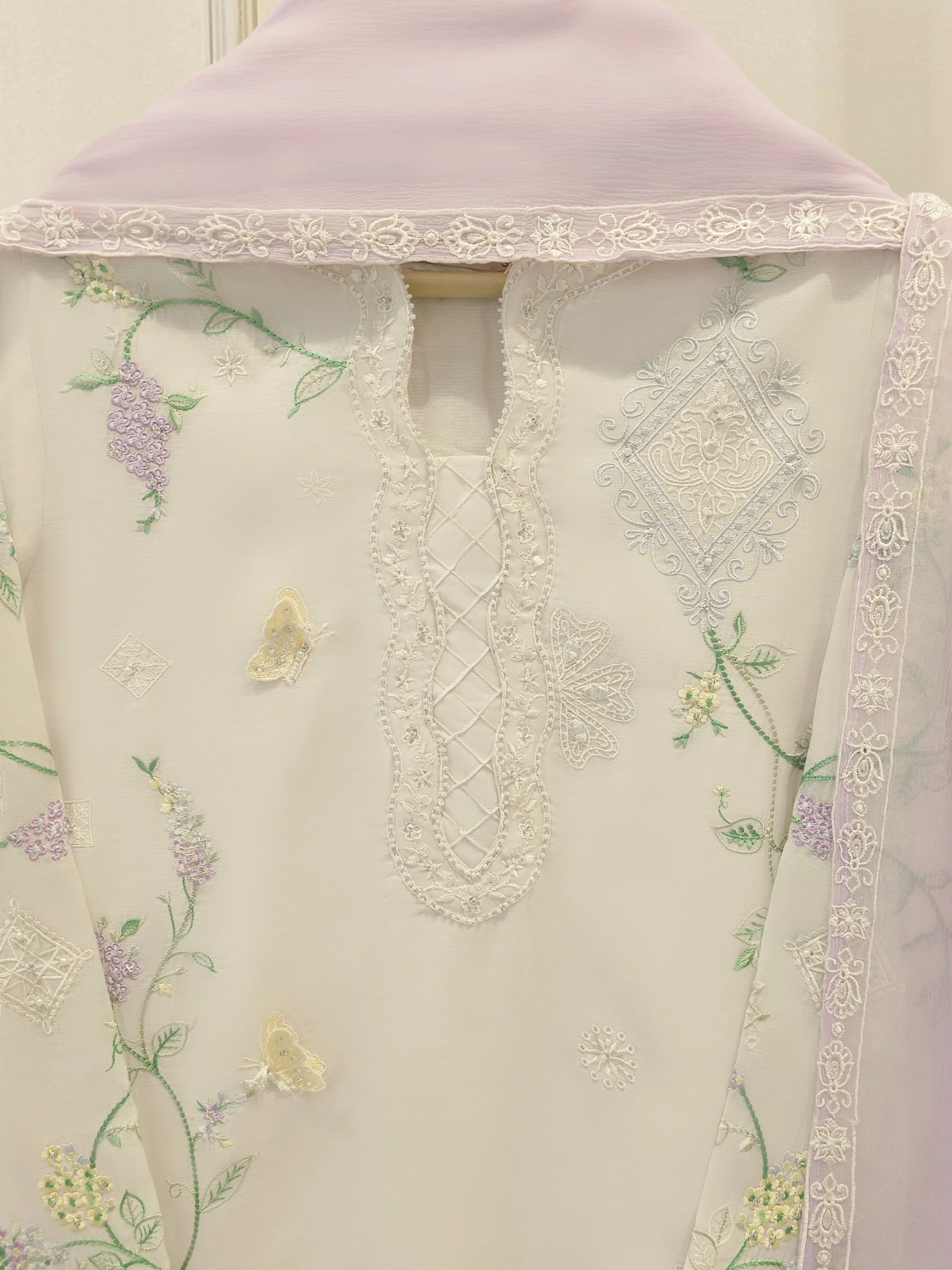 3 Piece - Embroidered Kora  Cotton Suit WS00308 - Image 2