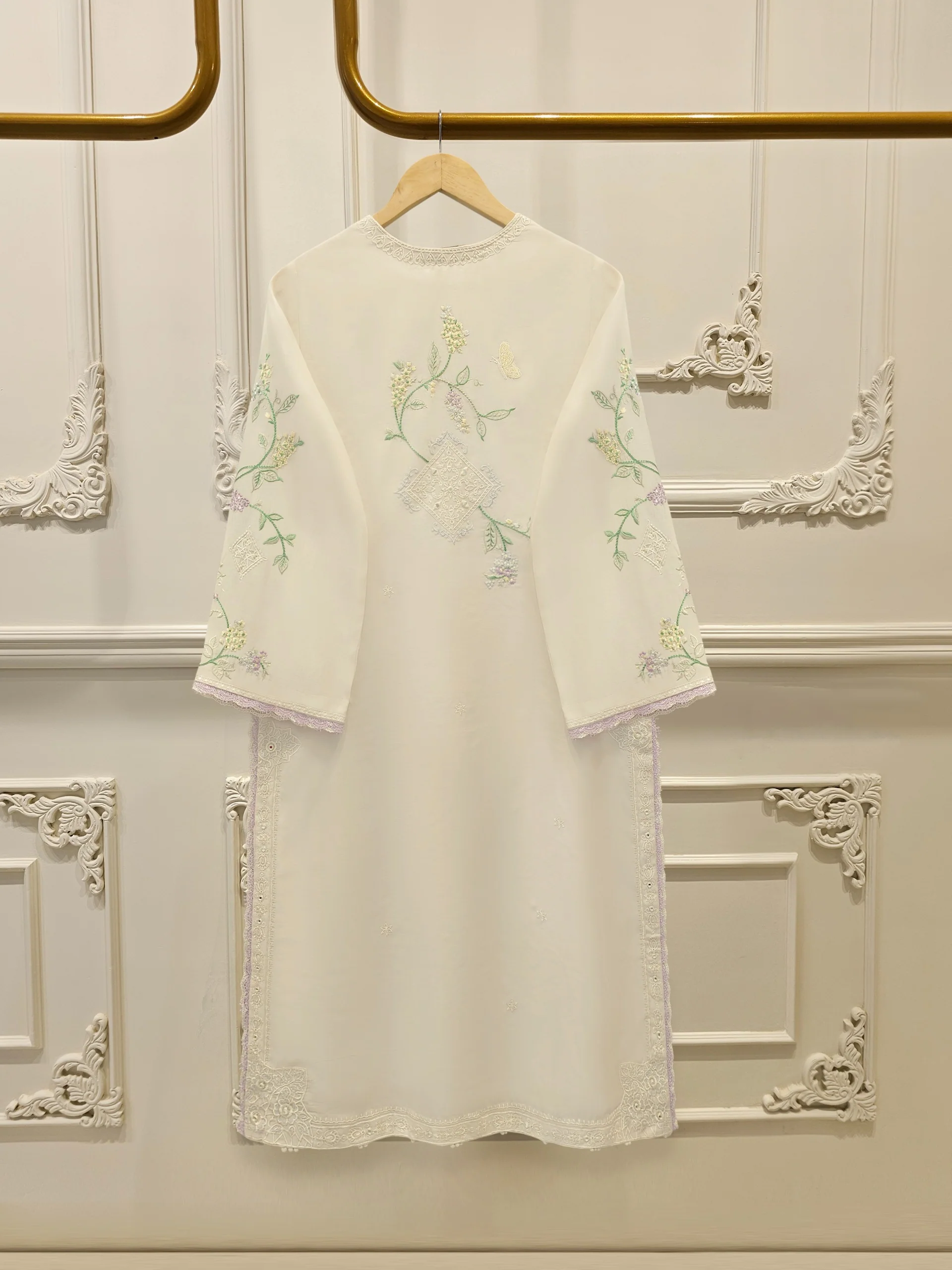 3 Piece - Embroidered Kora  Cotton Suit WS00308 - Image 5