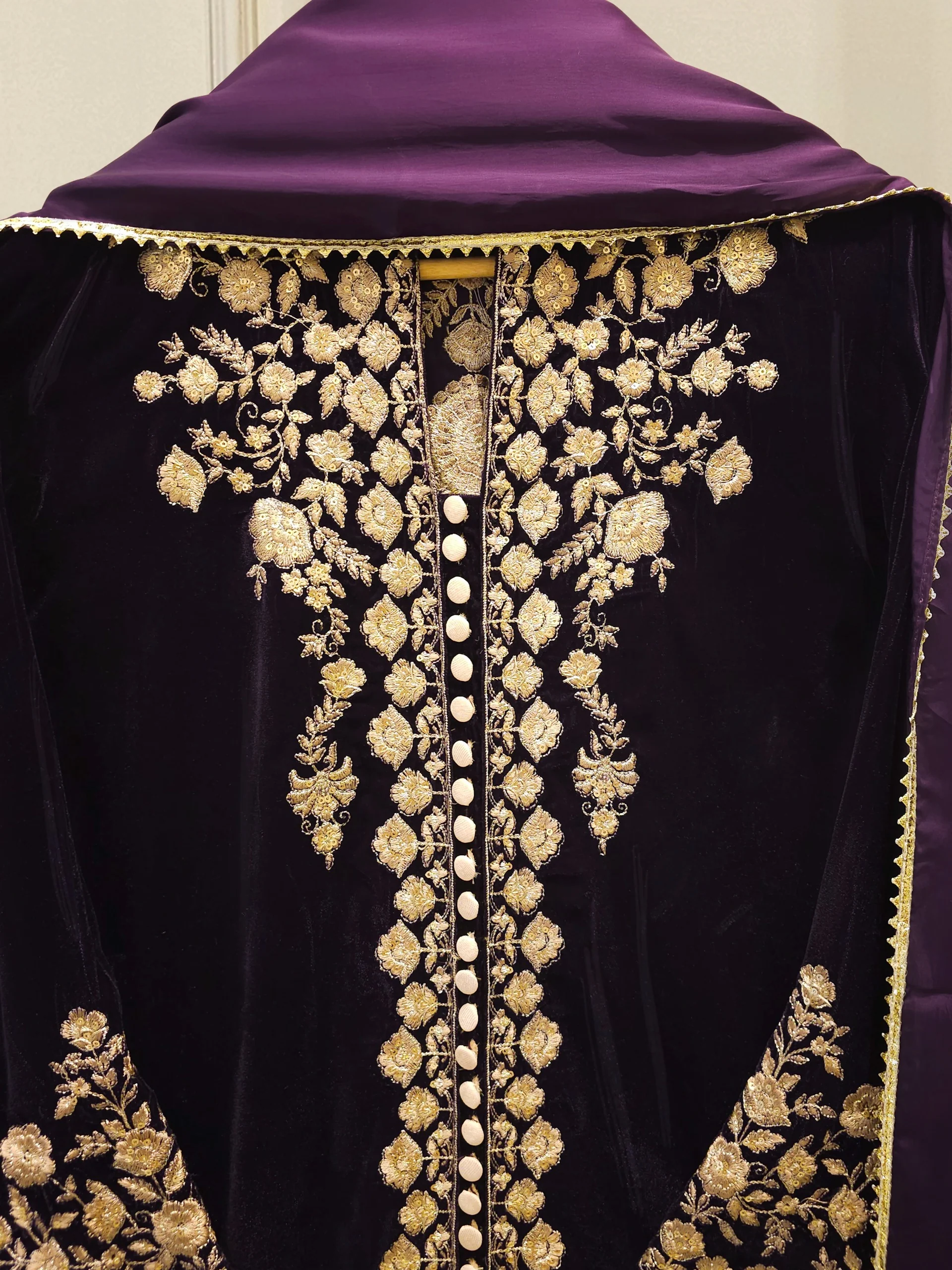 3 Piece - Embroidered Velvet Suit S112751 - Image 2
