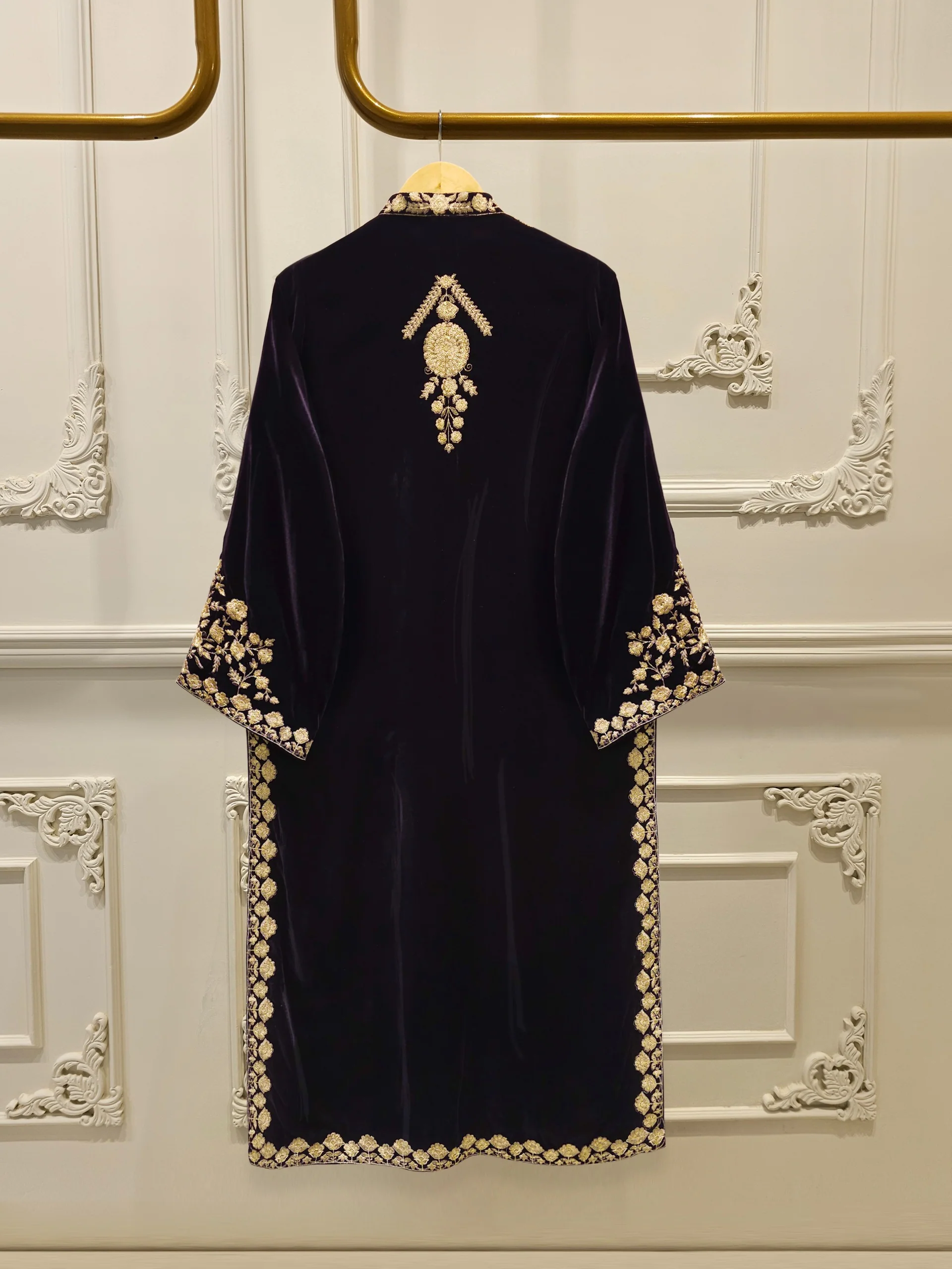 3 Piece - Embroidered Velvet Suit S112751 - Image 5