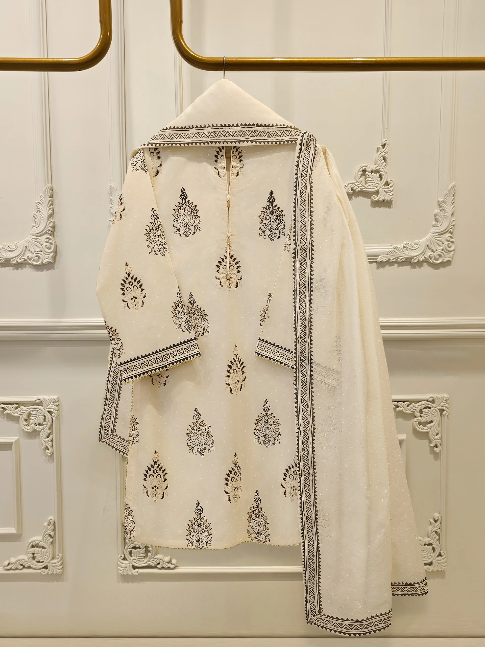 3 Piece - Hand Block Printed Kora Cotton Suit S114102