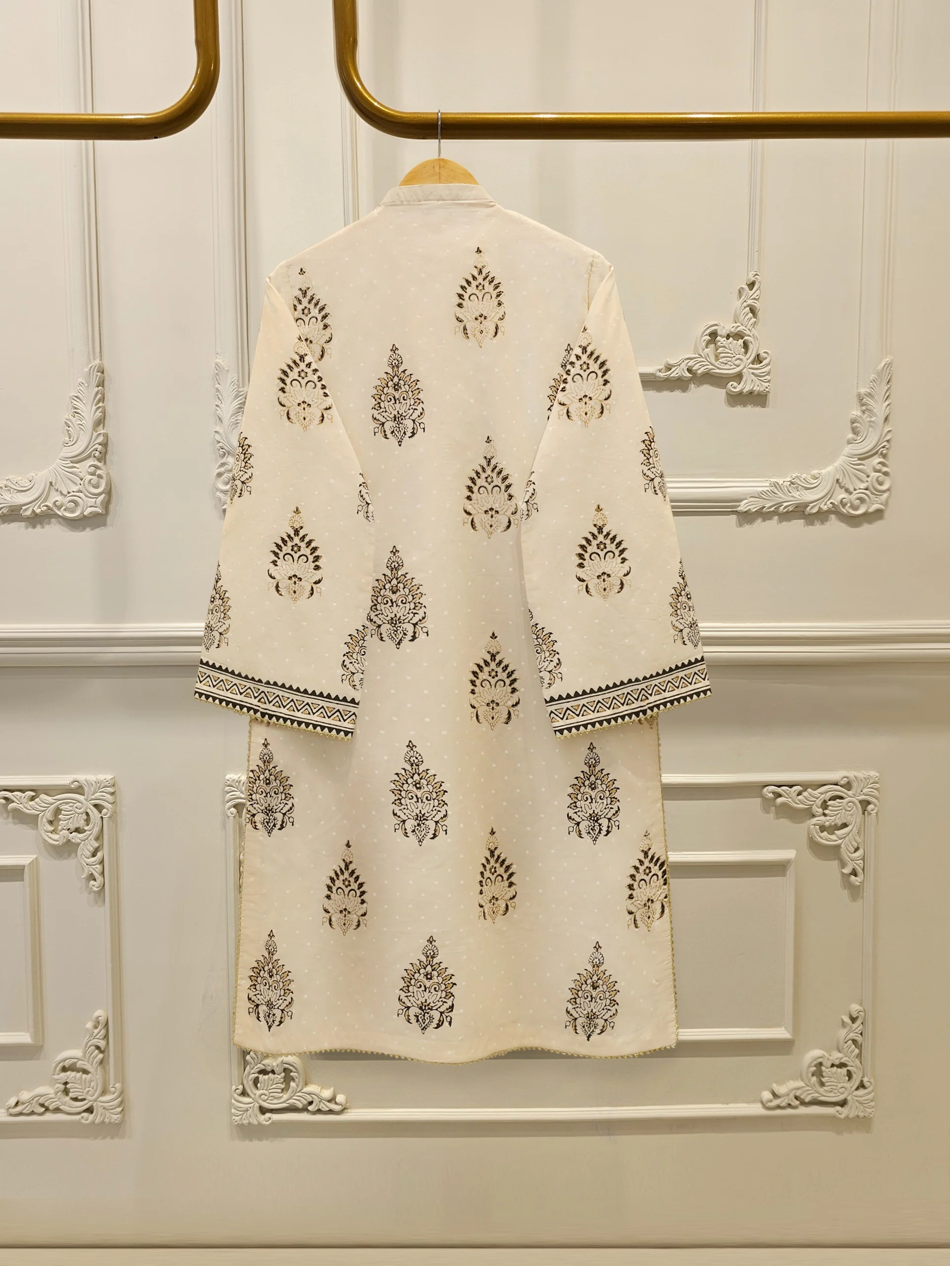 3 Piece - Hand Block Printed Kora Cotton Suit S114102 - Image 6