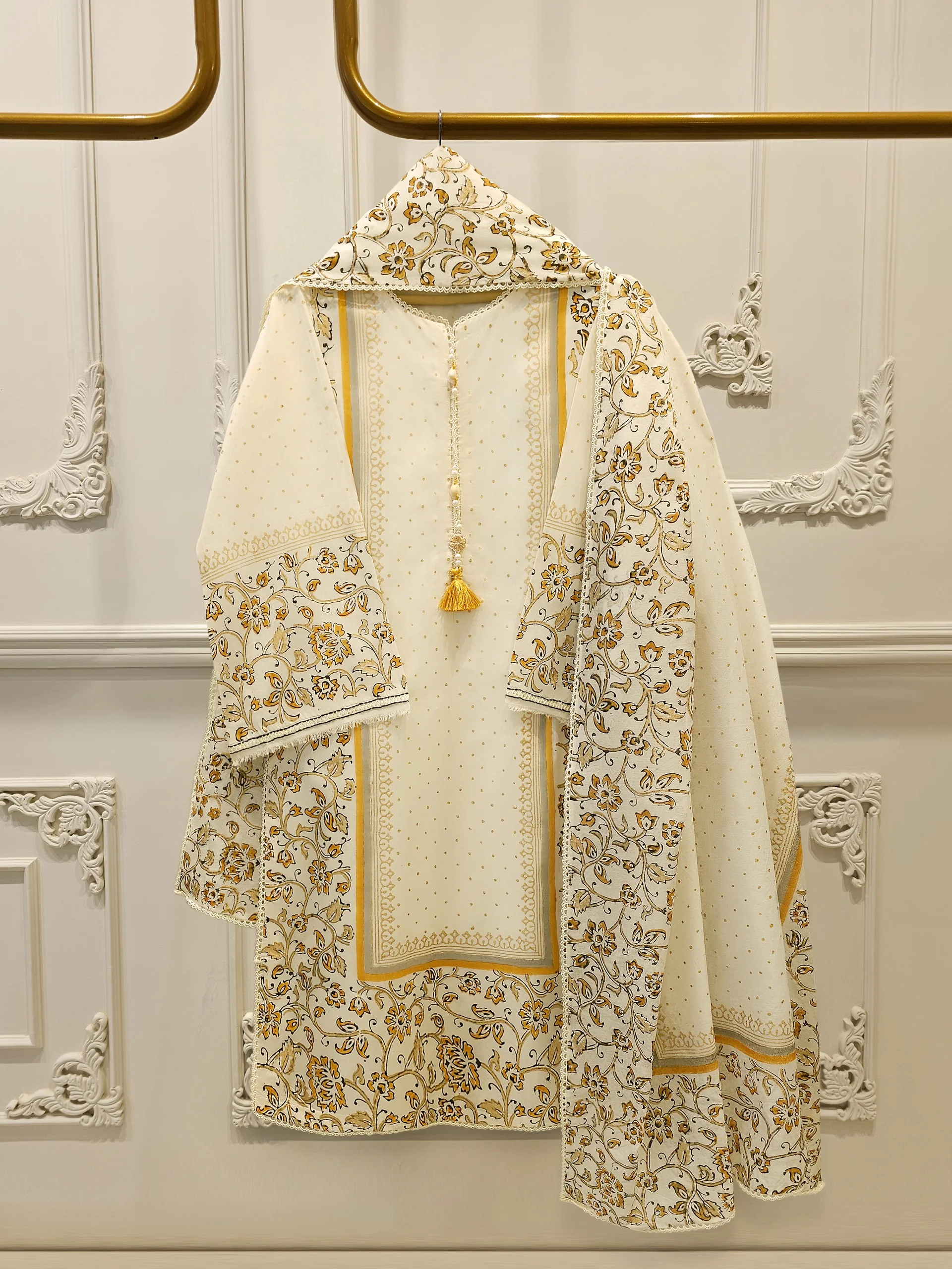 3 Piece - Hand Block Printed Kora Cotton Suit S114196