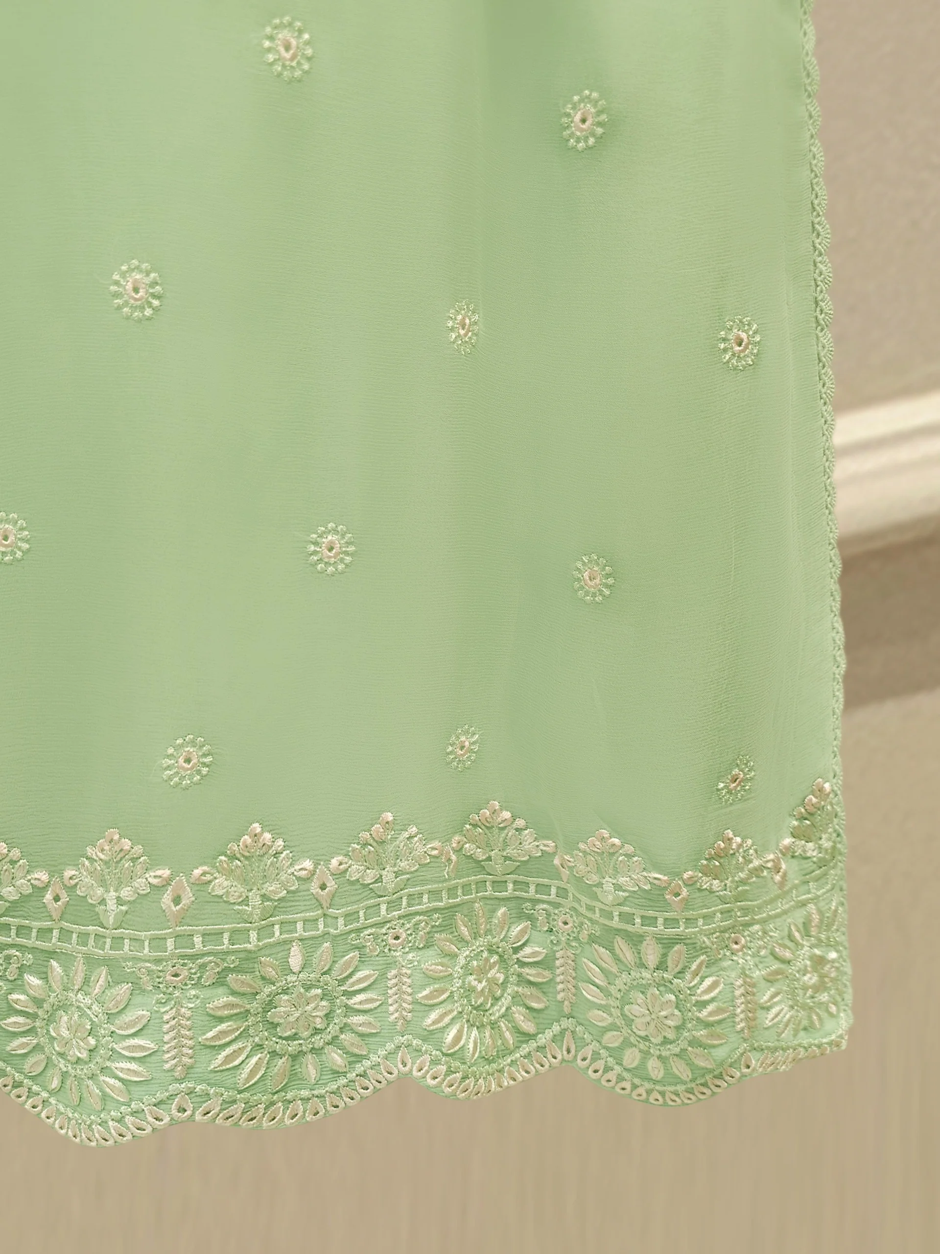 3 Piece - Pure Embroidered Chiffon Suit S113445 - Image 7