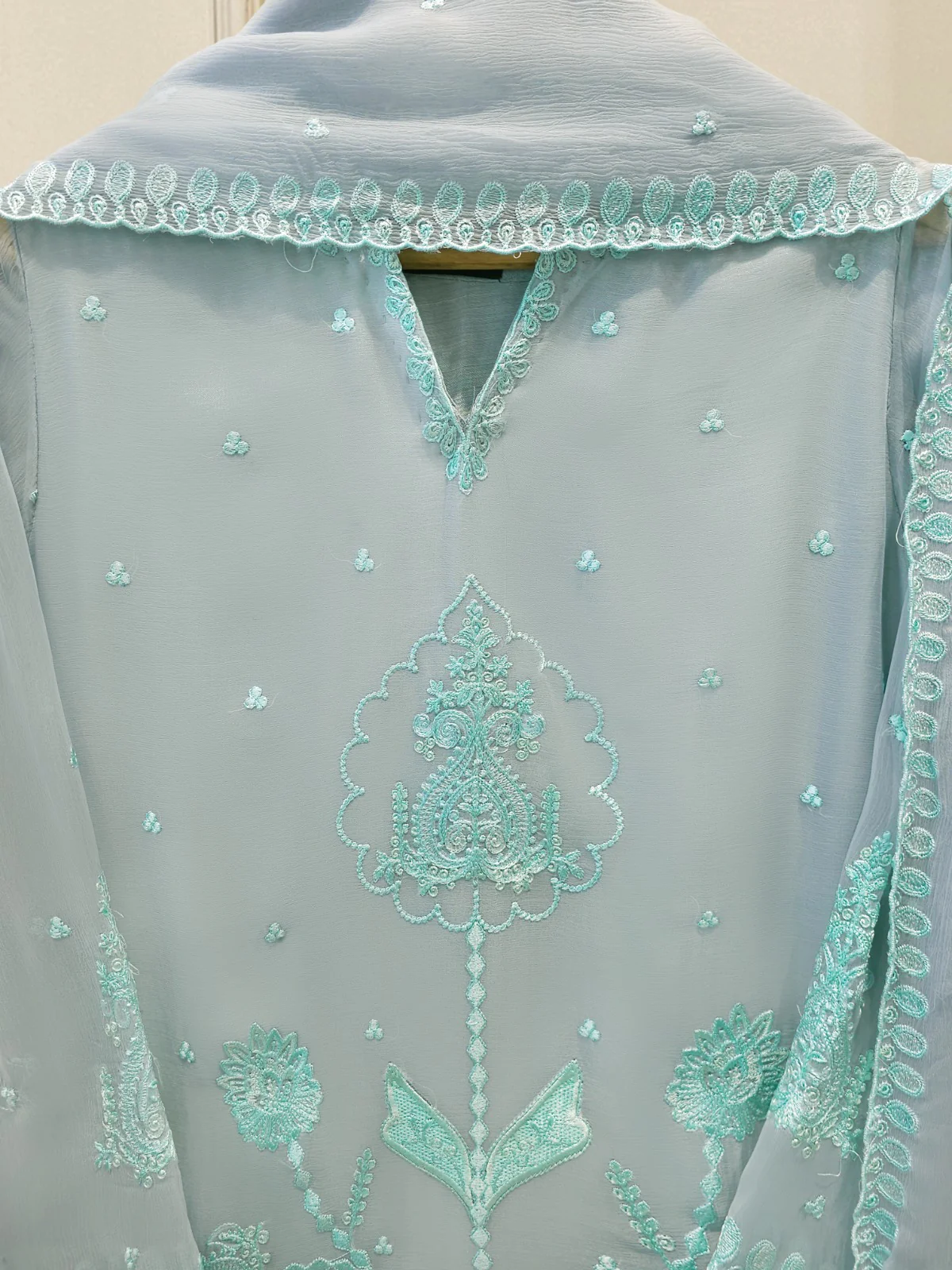 3 Piece - Pure Embroidered Chiffon Suit S113801 - Image 2