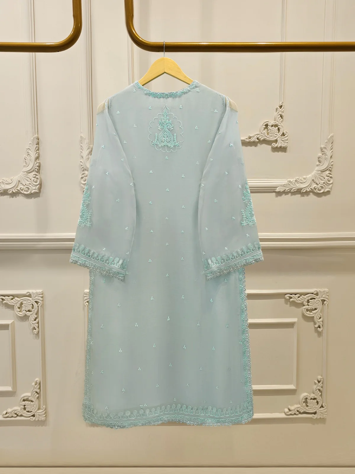 3 Piece - Pure Embroidered Chiffon Suit S113801 - Image 5