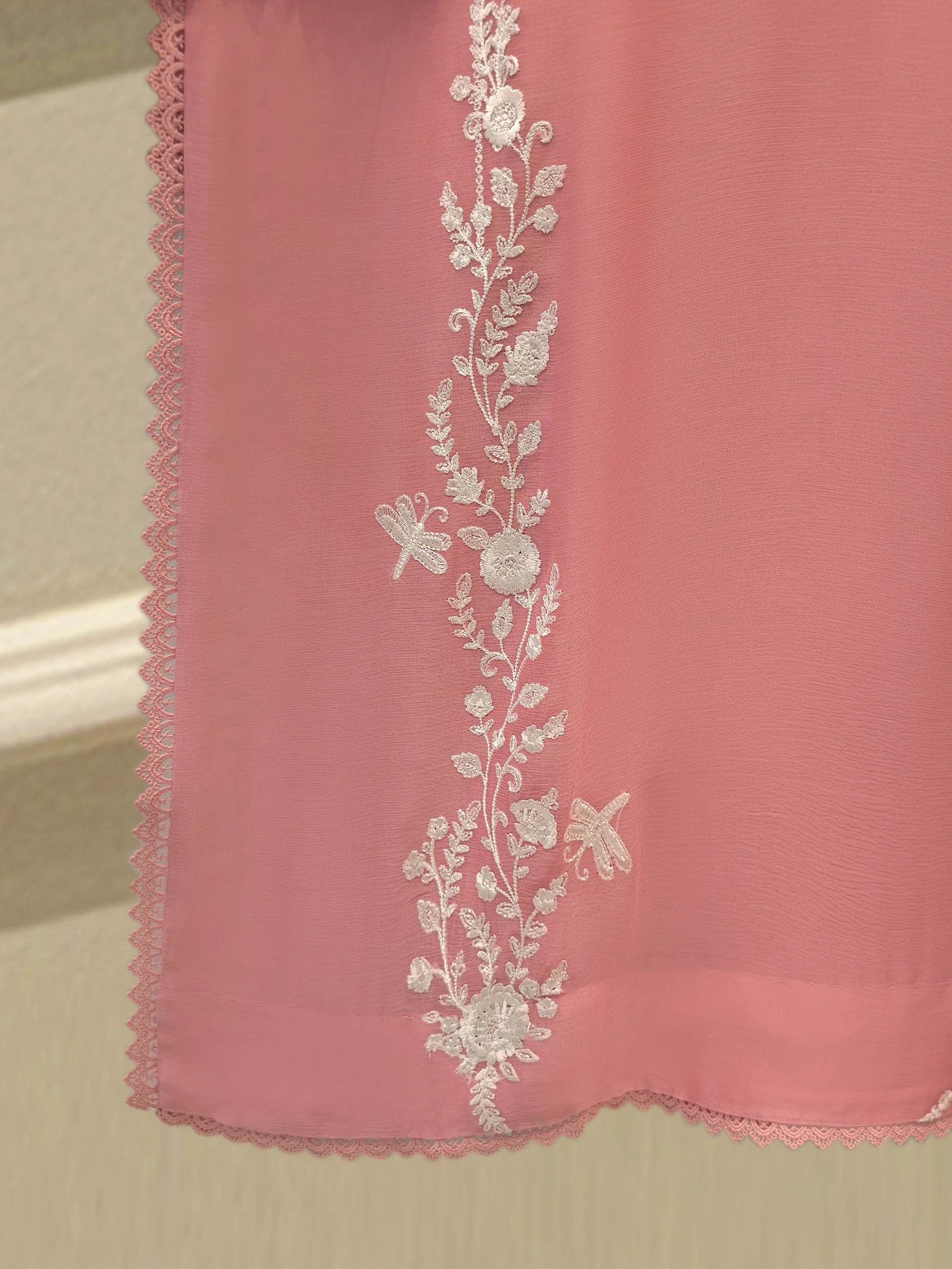 3 Piece - Pure Embroidered Chiffon Suit S114253 - Image 3