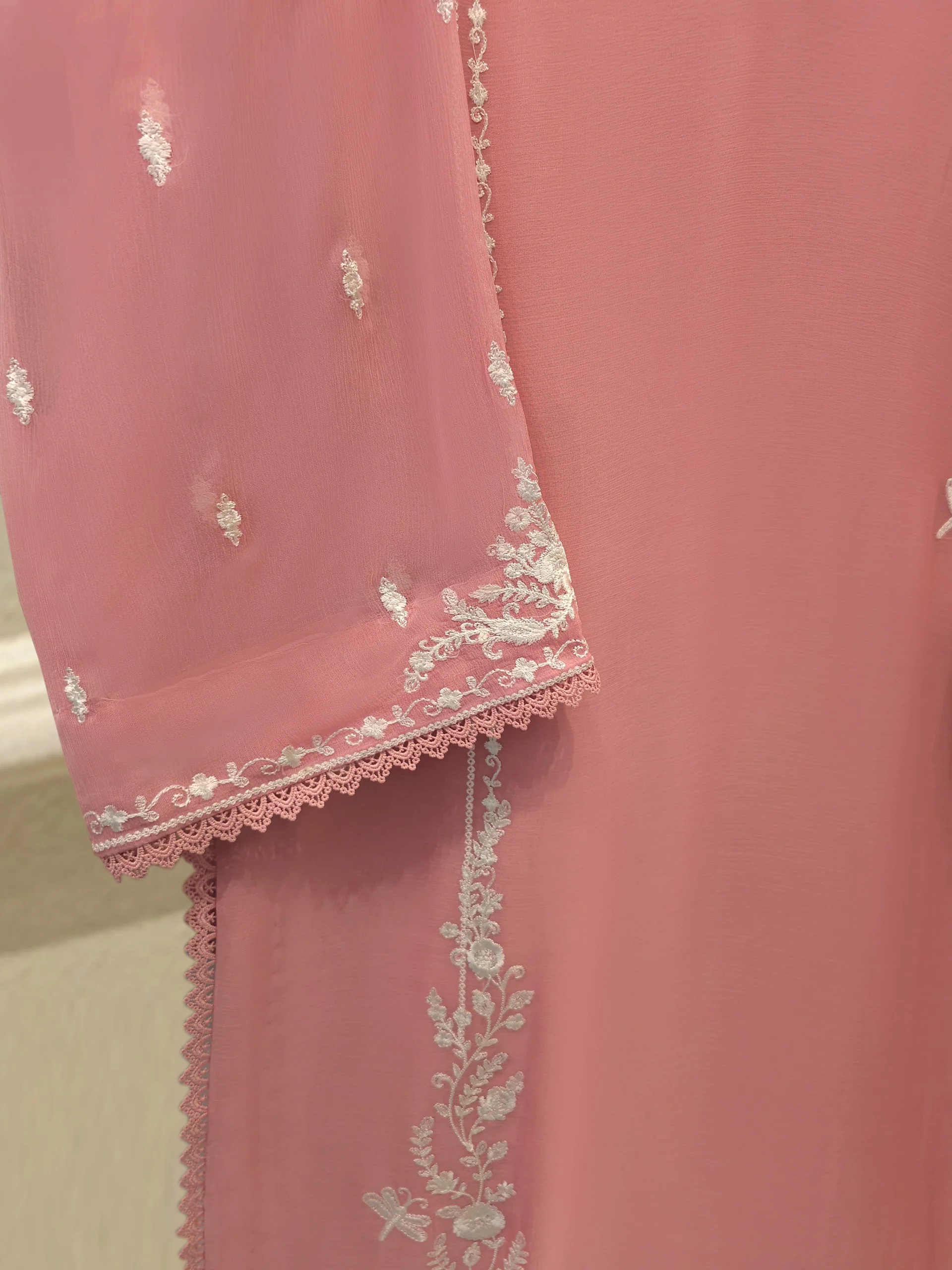 3 Piece - Pure Embroidered Chiffon Suit S114253 - Image 4