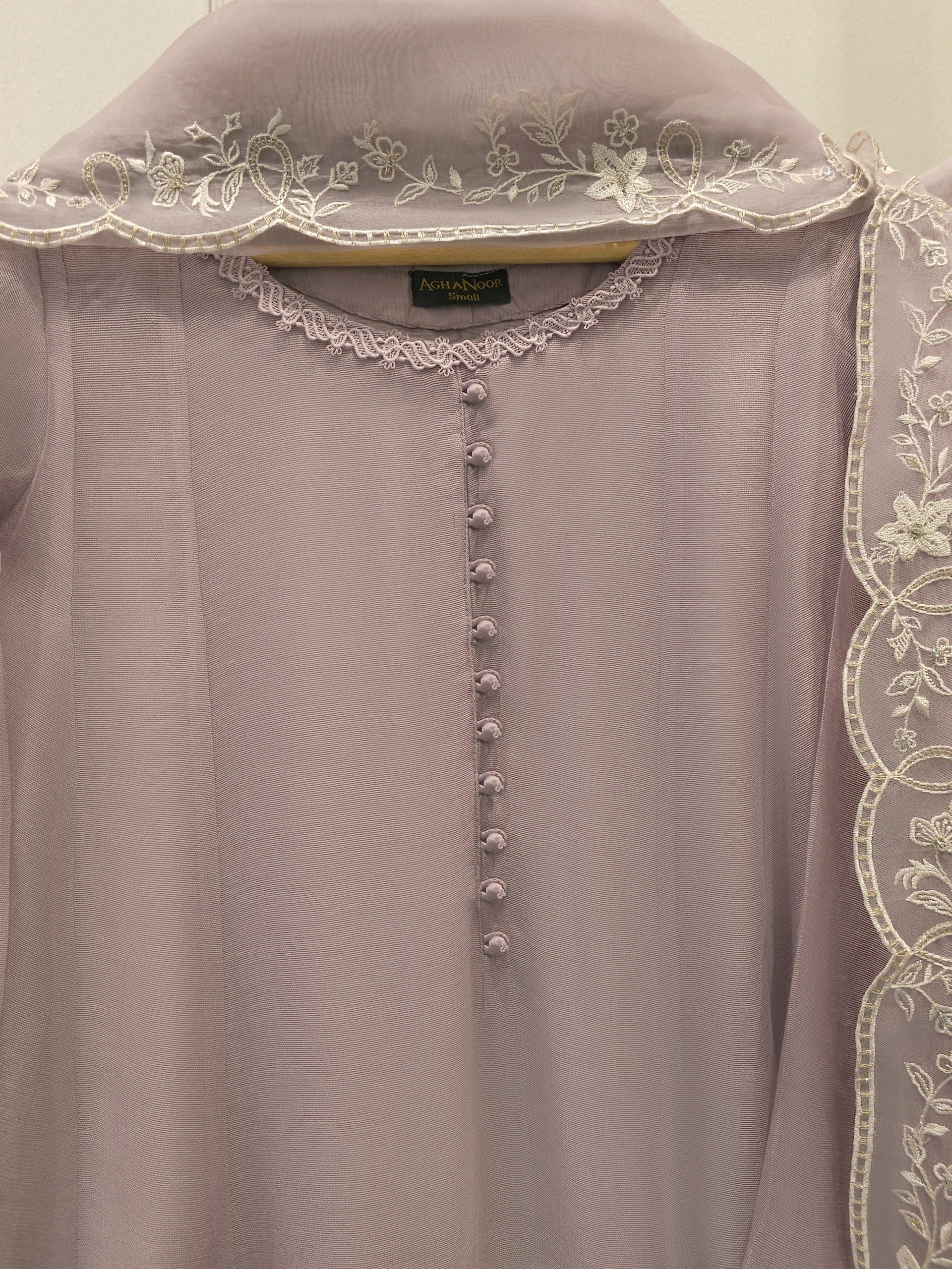 3 Piece - Pure Embroidered Cotton Net Suit S113485 - Image 2