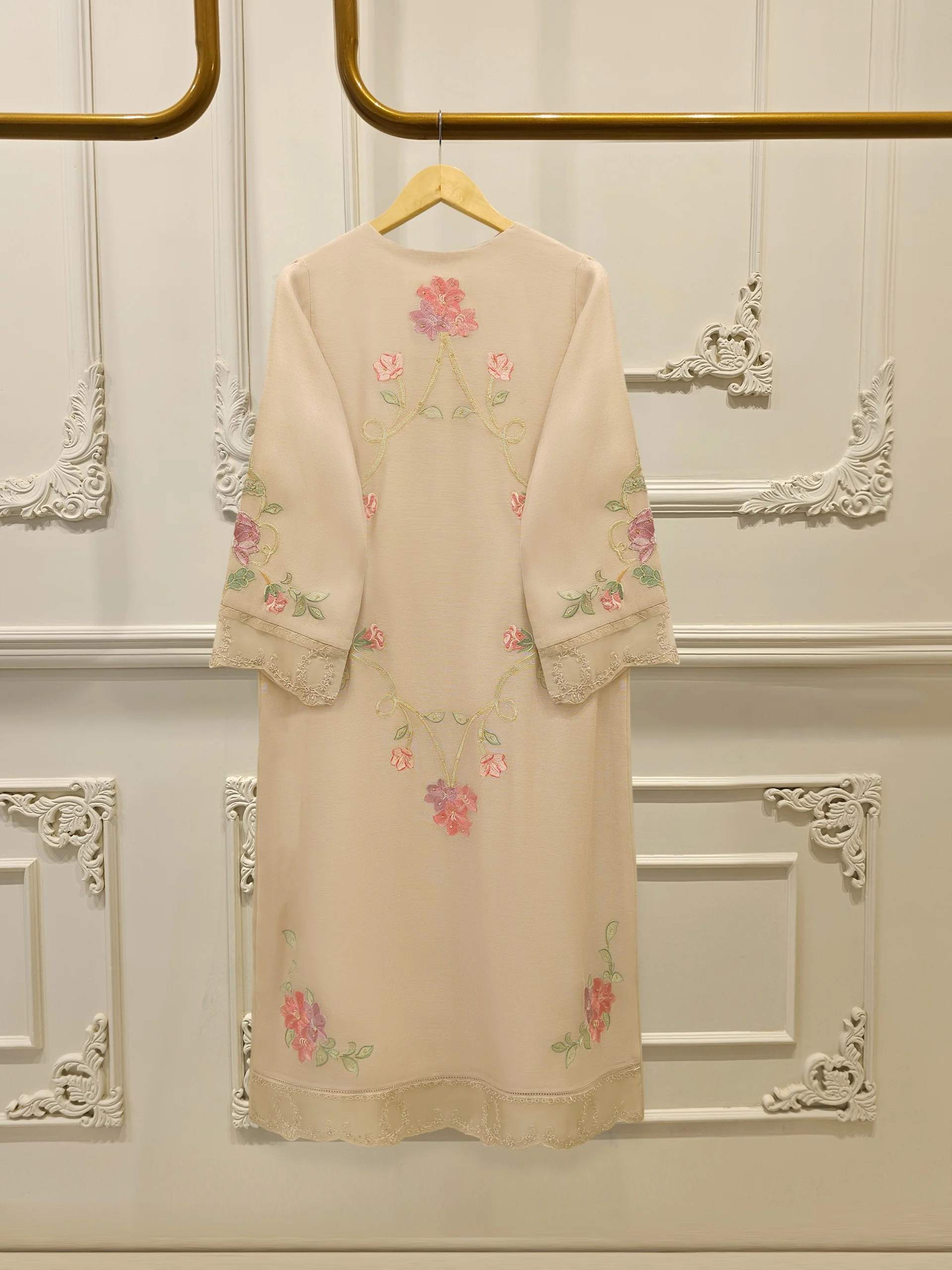 3 Piece - Pure Embroidered Cotton Net Suit S112472 - Image 5