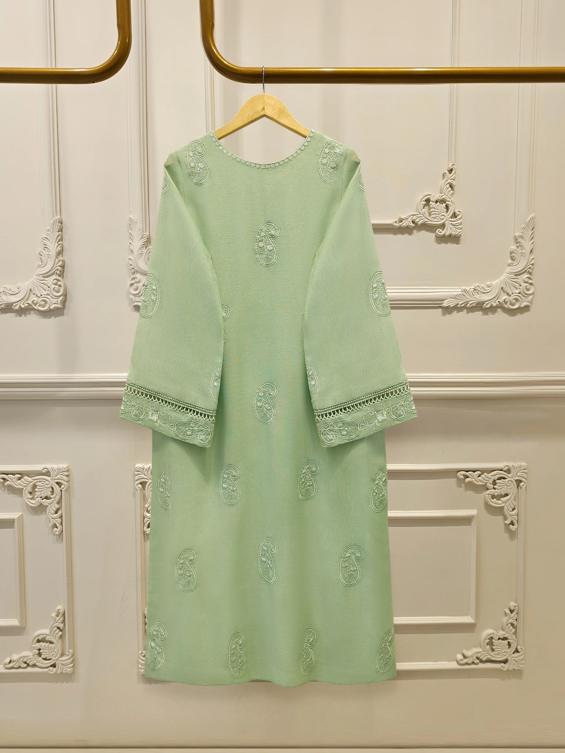3 Piece - Pure Embroidered Cotton Net Suit S112808 - Image 2