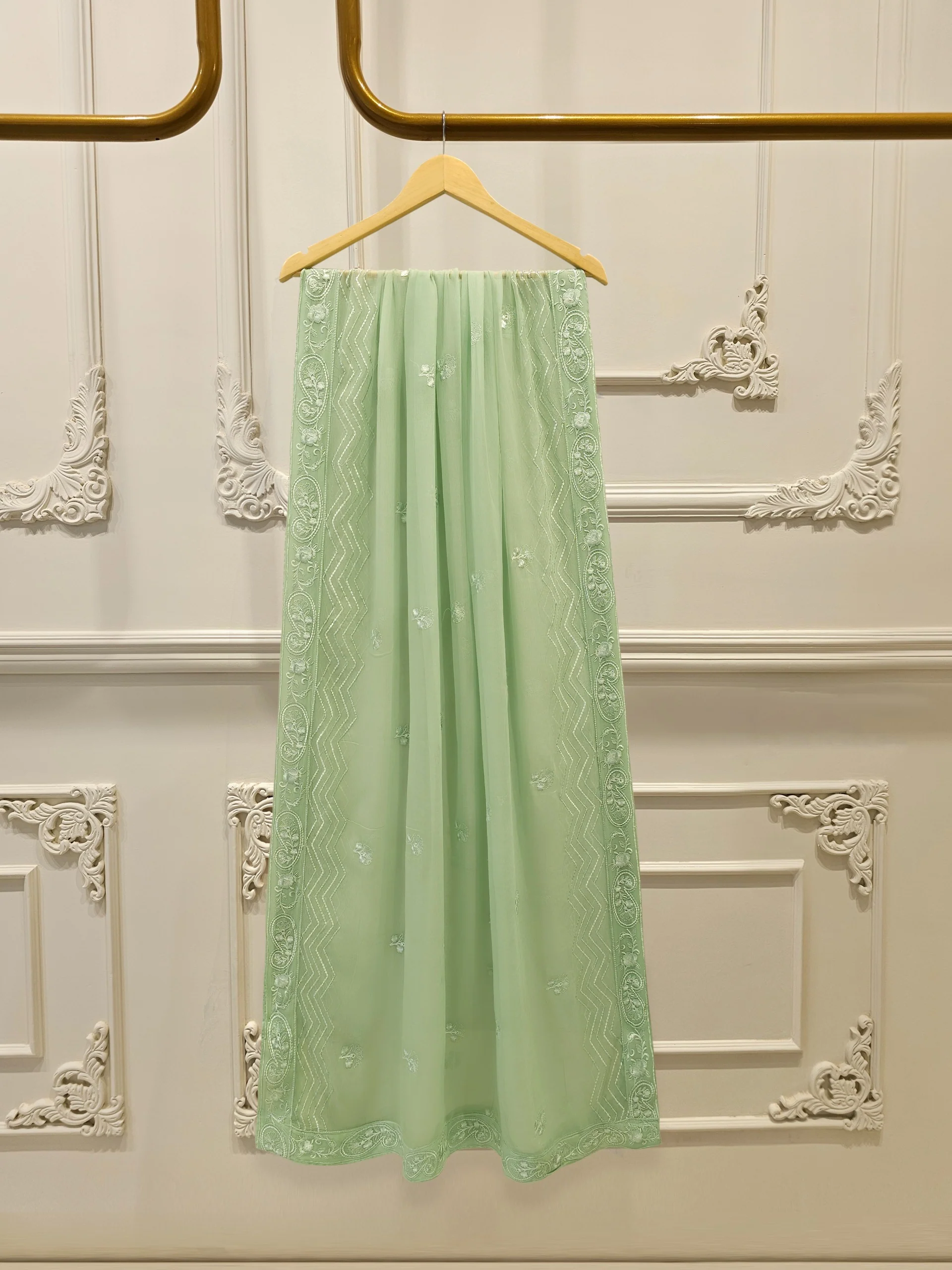 3 Piece - Pure Embroidered Cotton Net Suit S112808 - Image 4