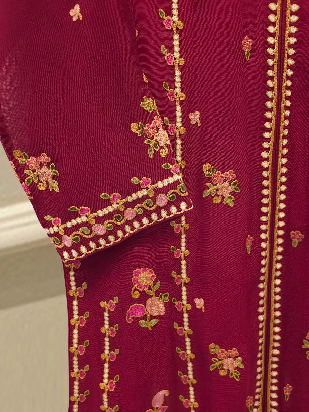 3 Piece - Pure Embroidered Cotton Net Suit S113282 - Image 3