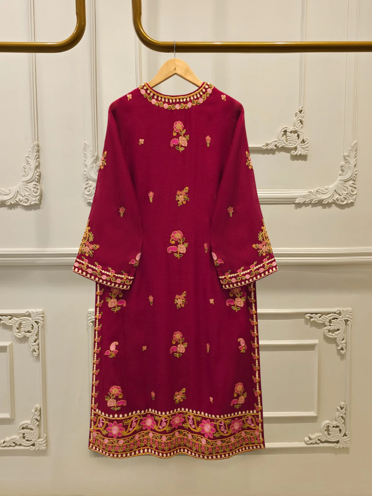 3 Piece - Pure Embroidered Cotton Net Suit S113282 - Image 5