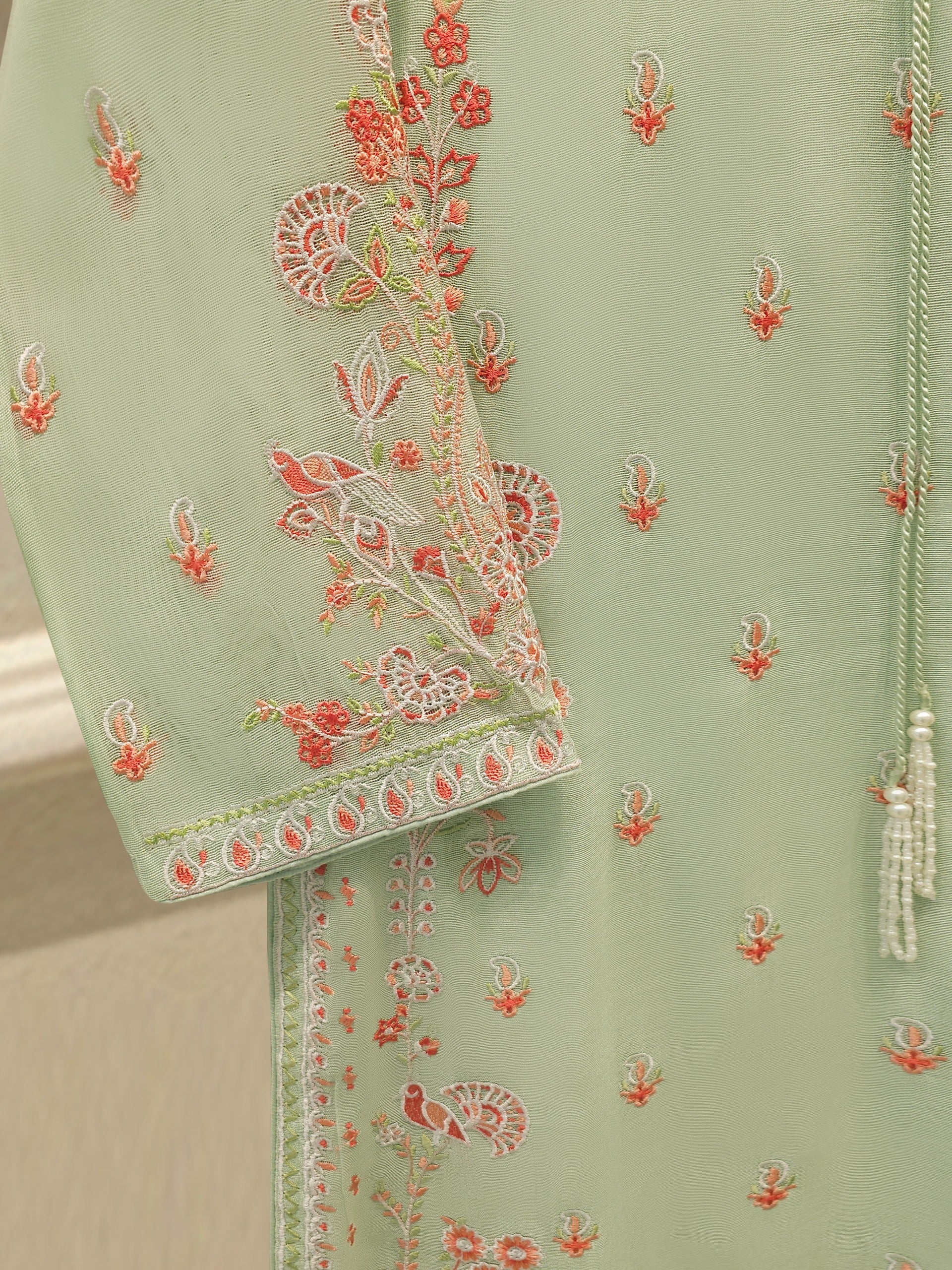 3 Piece - Pure Embroidered Cotton Net Suit S113444 - Image 3