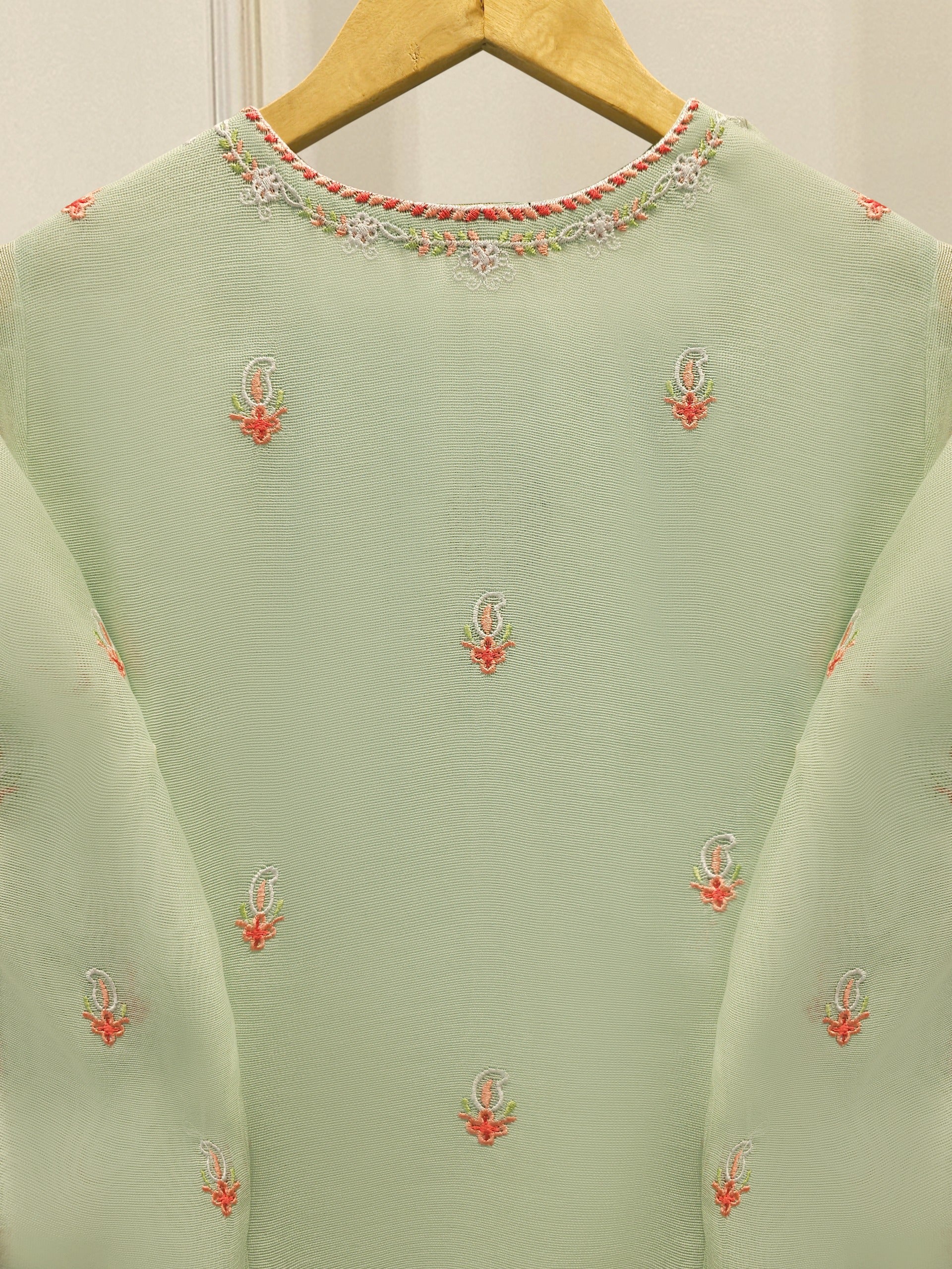 3 Piece - Pure Embroidered Cotton Net Suit S113444 - Image 6