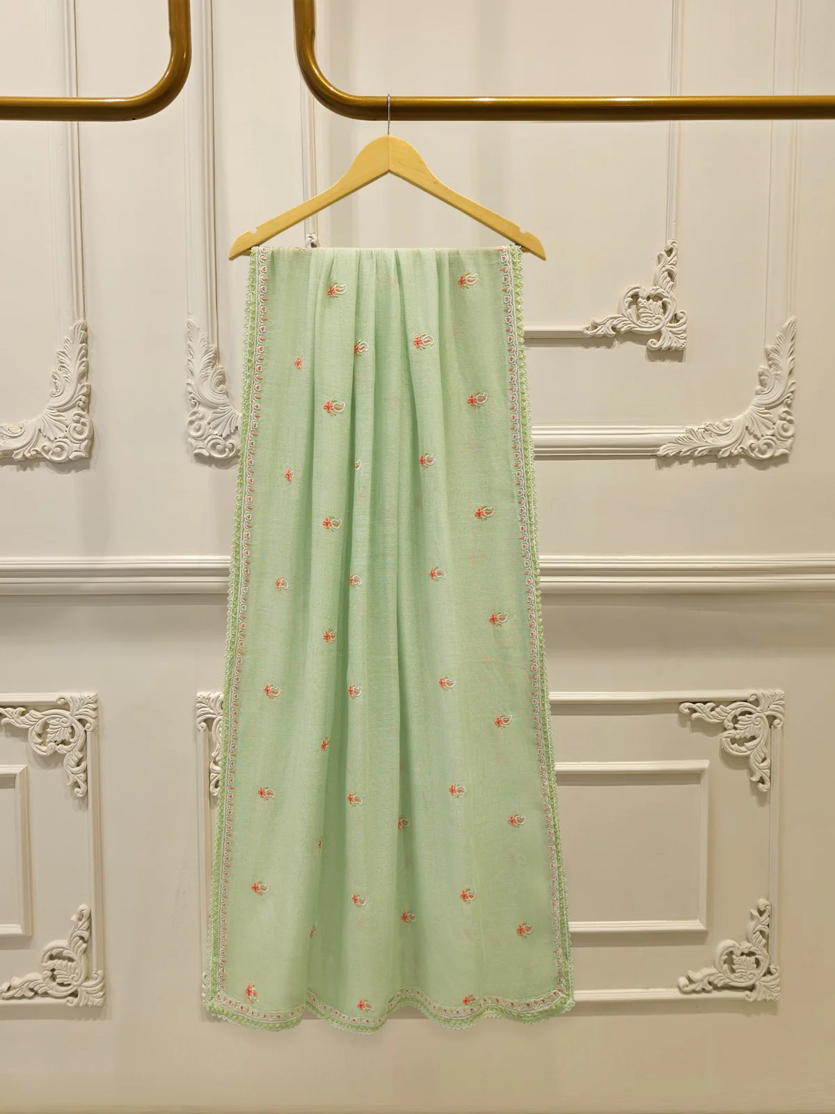 3 Piece - Pure Embroidered Cotton Net Suit S113444 - Image 7