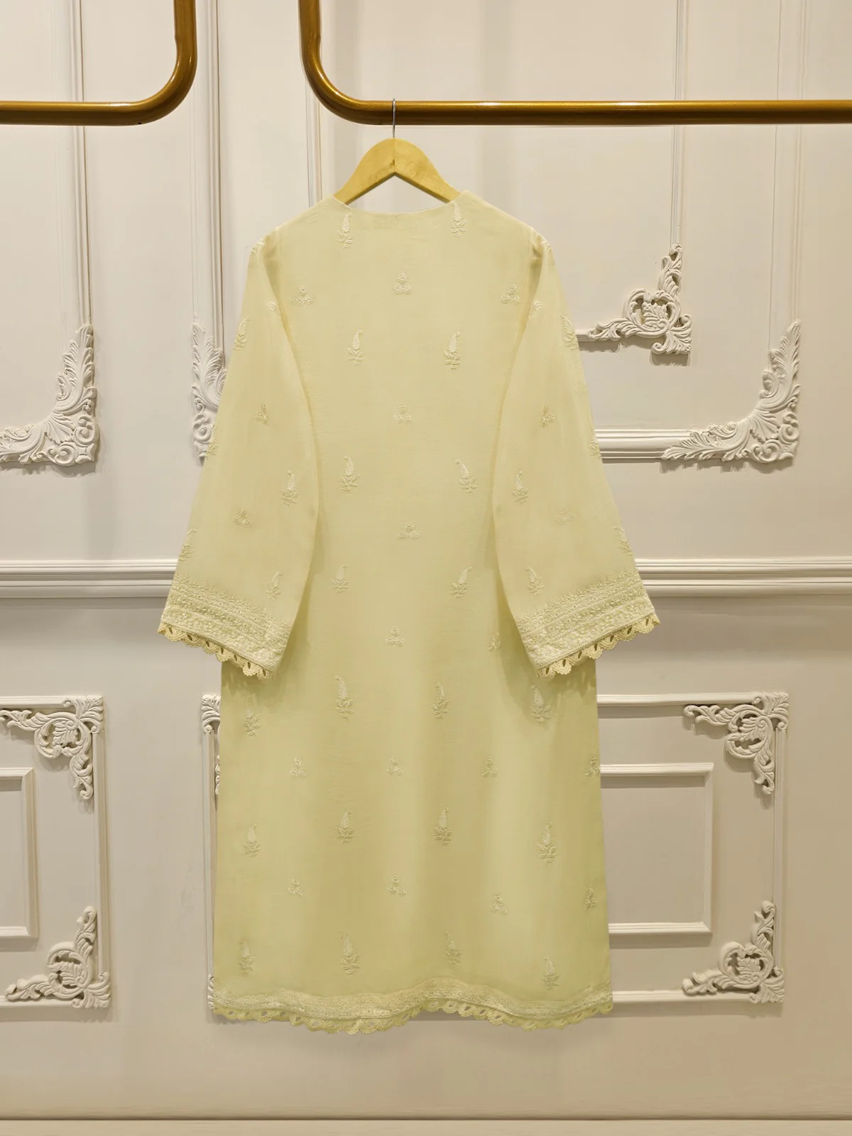 3 Piece - Pure Embroidered Cotton Net Suit S113493 - Image 3