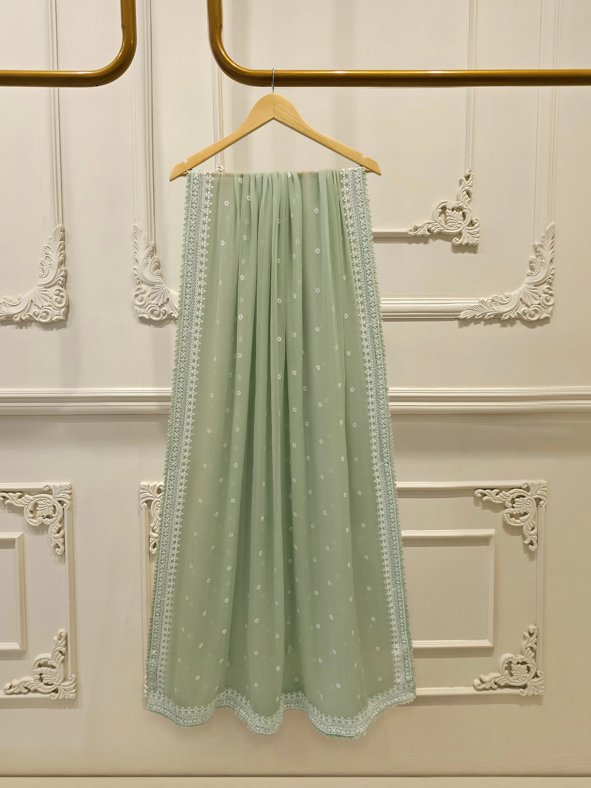 3 Piece - Pure Embroidered Cotton Net Suit S113595 - Image 6