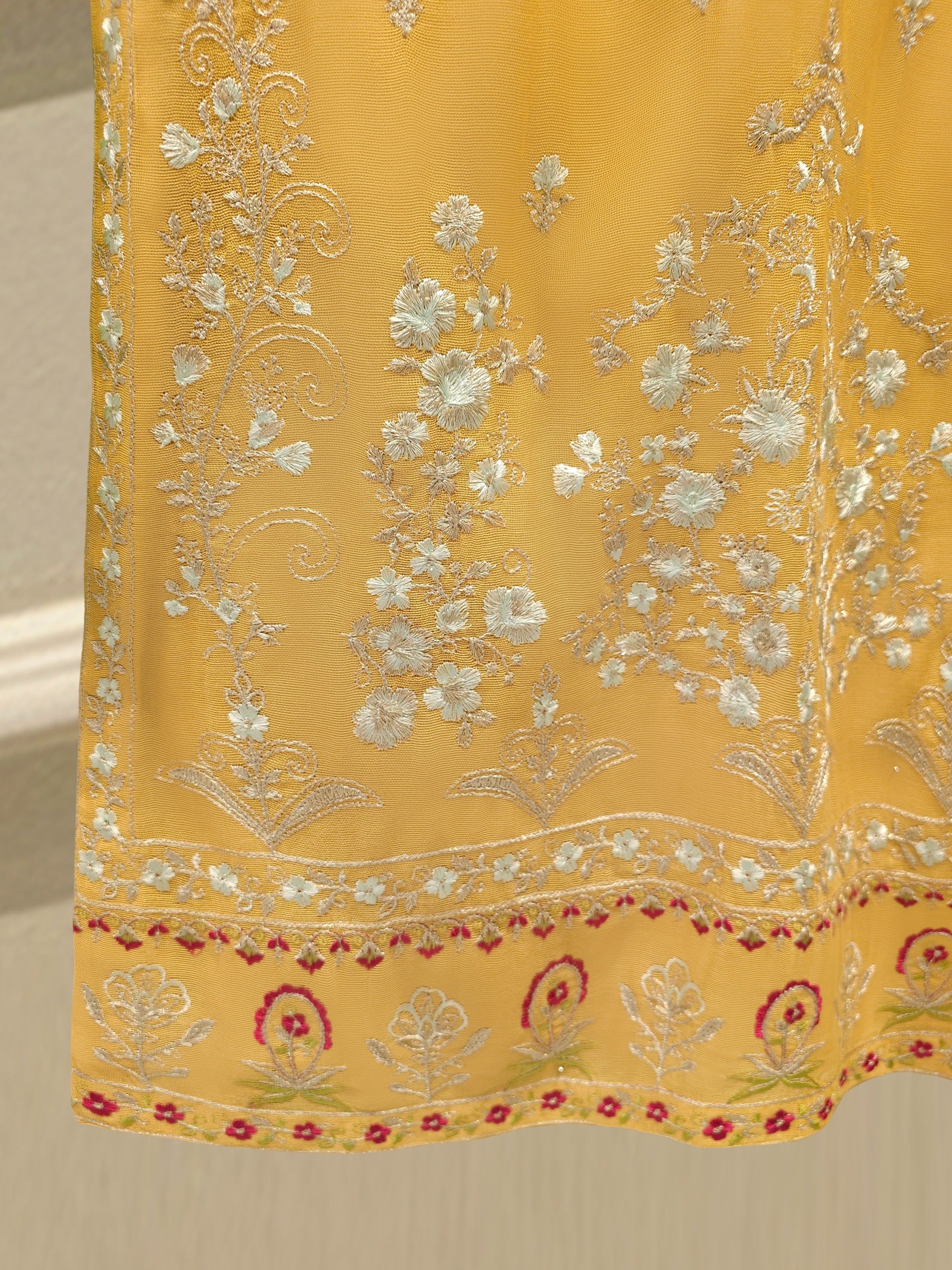 3 Piece - Pure Embroidered Cotton Net Suit S113618 - Image 4